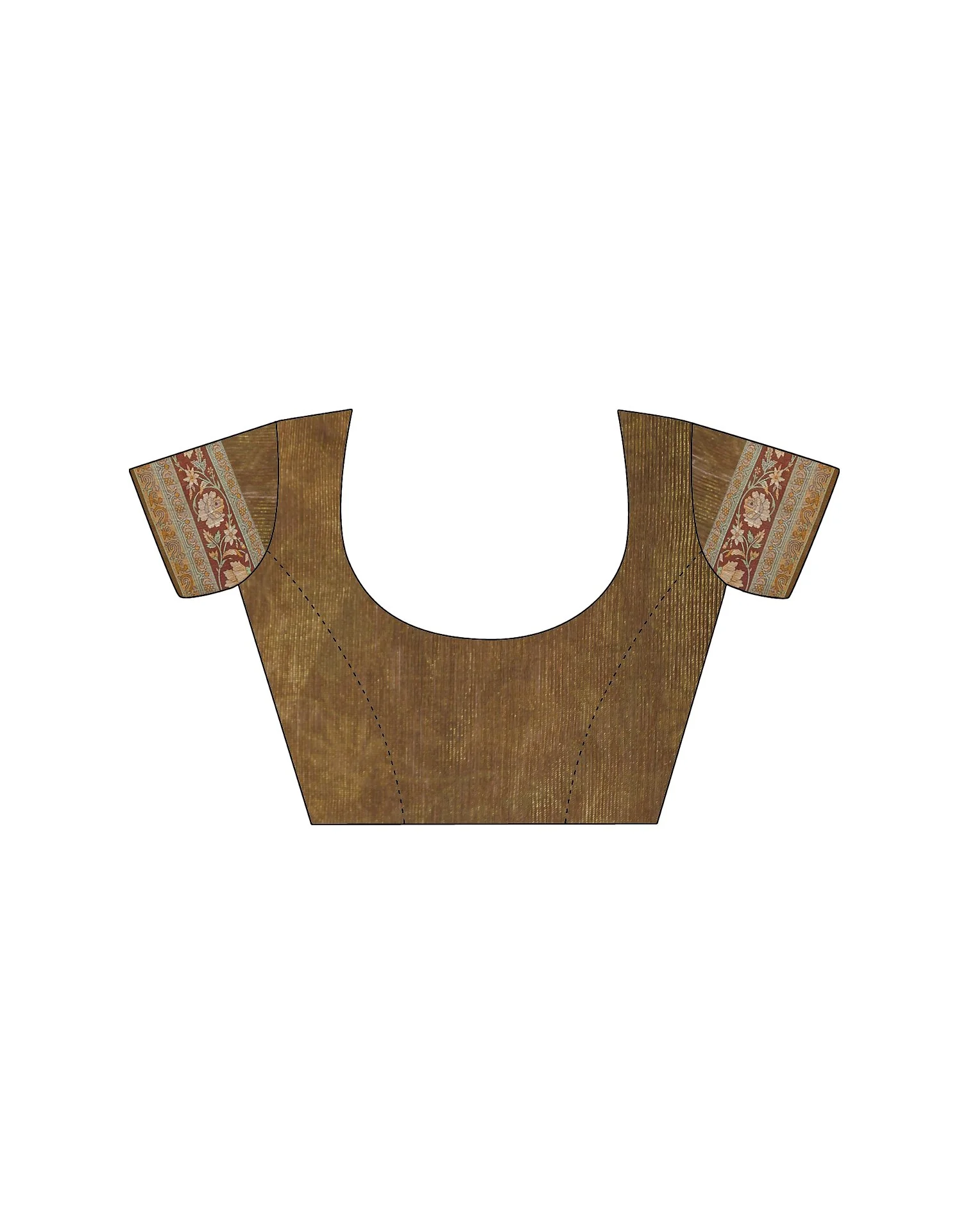 Chestnut Brown Linen Floral Printed Saree - Image 8