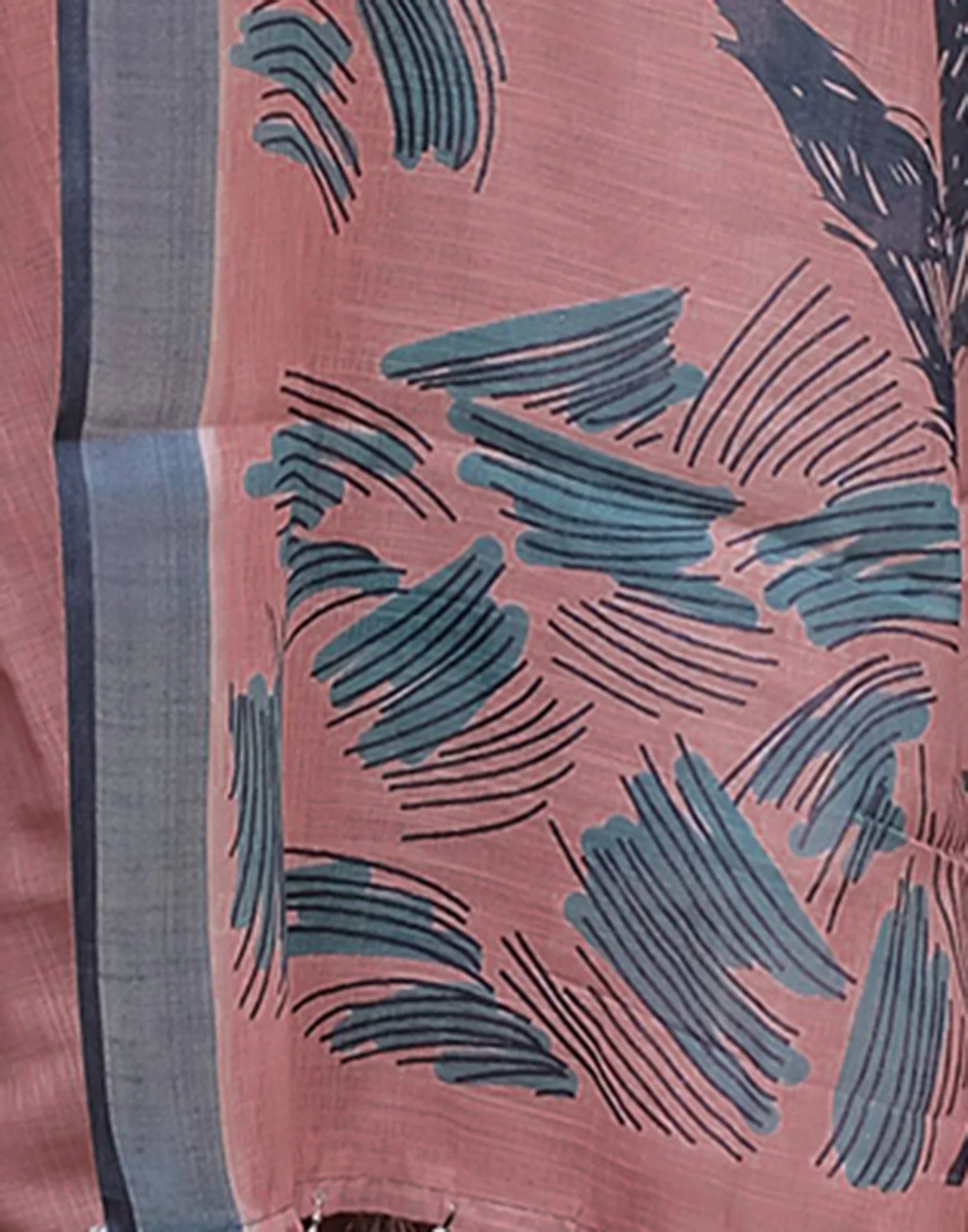 Chestnut Brown Linen Printed Saree - Image 8