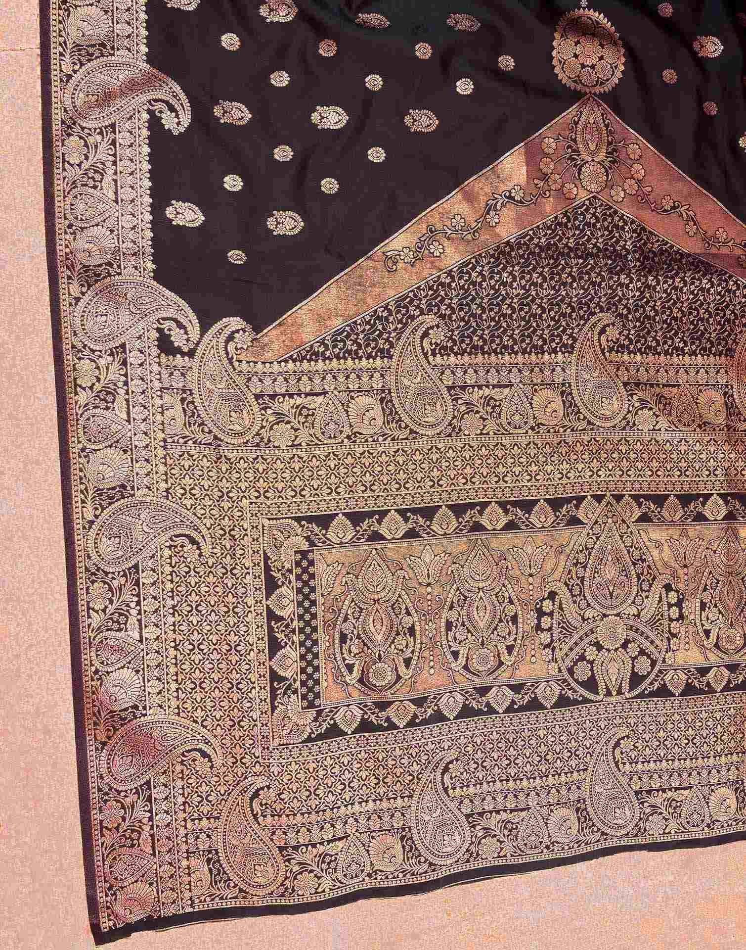 Coffee Brown Silk Woven Saree - Image 8
