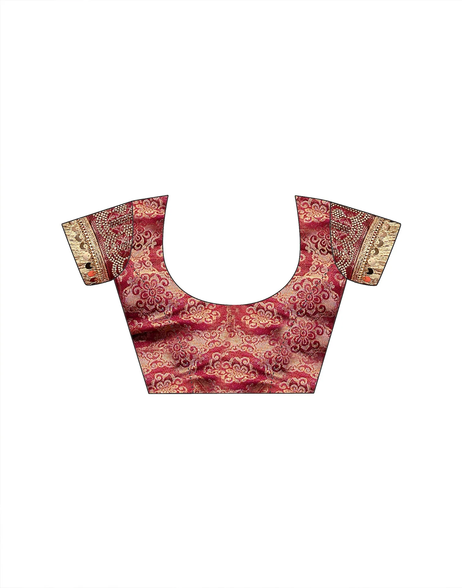 Coral Pink Silk Woven Banarasi Saree - Image 12