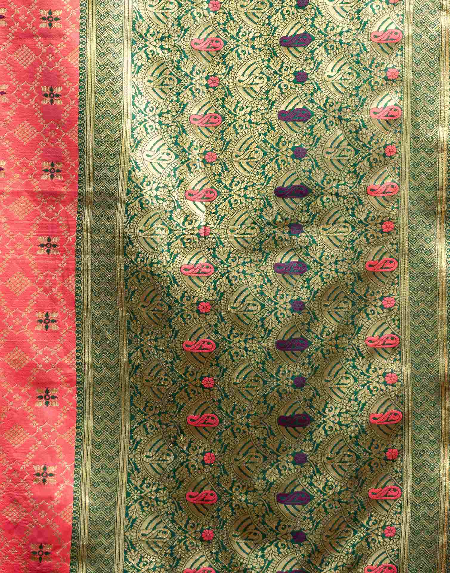 Coral Pink Silk Woven Patola Saree - Image 8