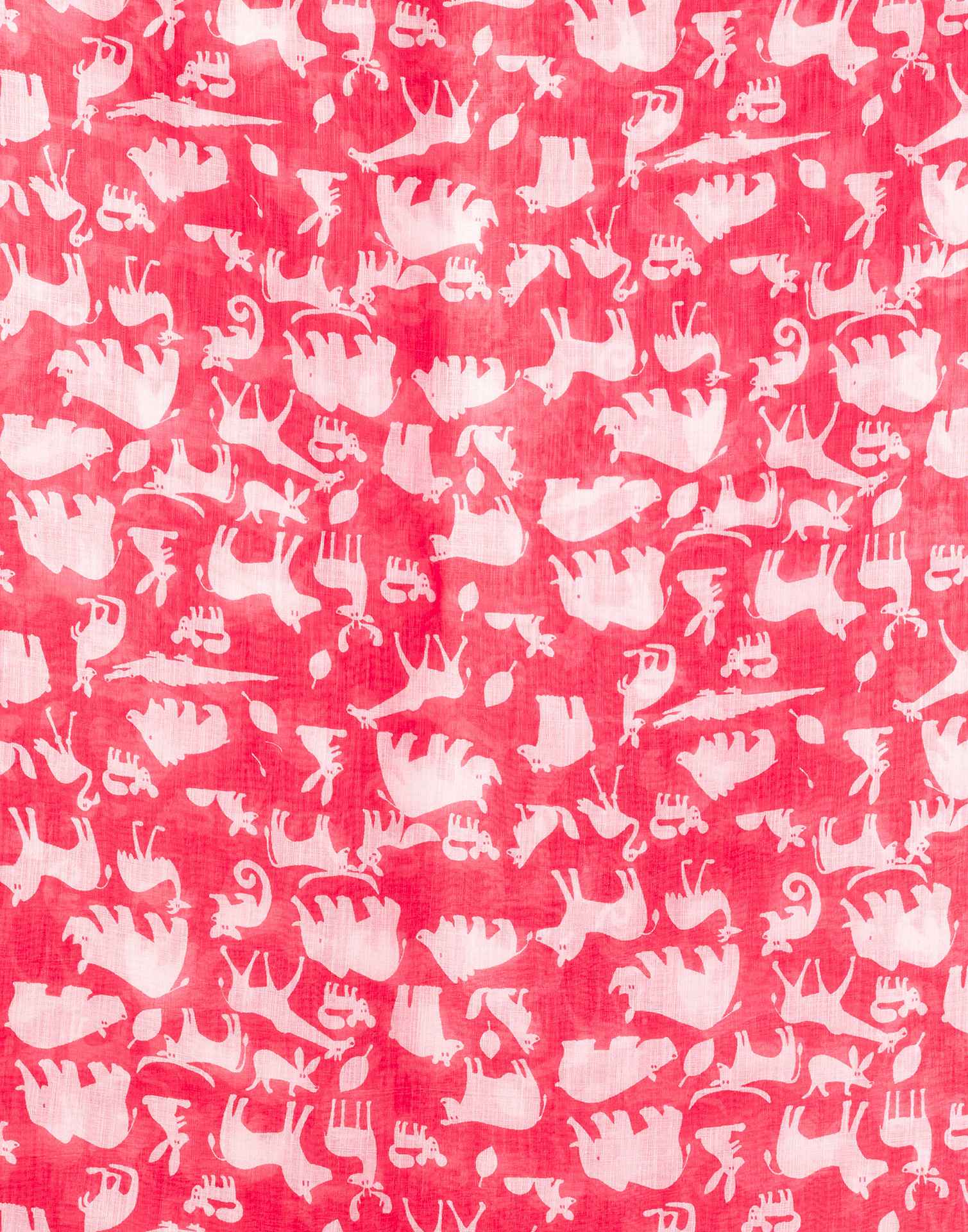 Coral Red Cotton Linen Printed Saree - Image 7