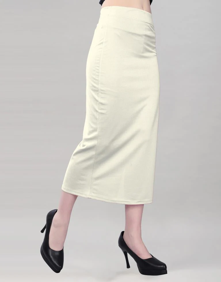 Cream Coloured Lycra Solid Saree Shapewear - Image 2