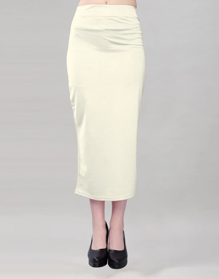 Cream Coloured Lycra Solid Saree Shapewear - Image 5