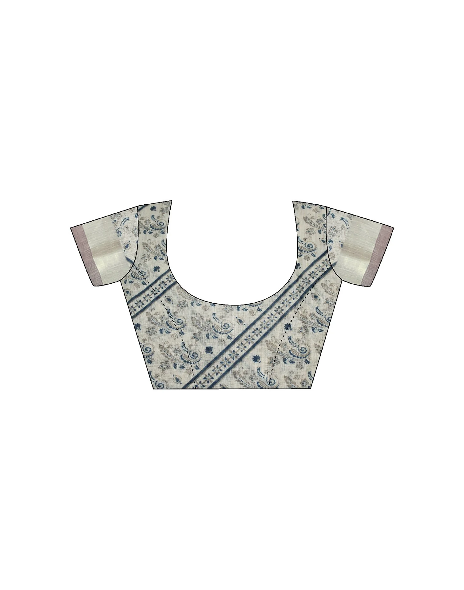 Cream Linen Printed Saree - Image 8