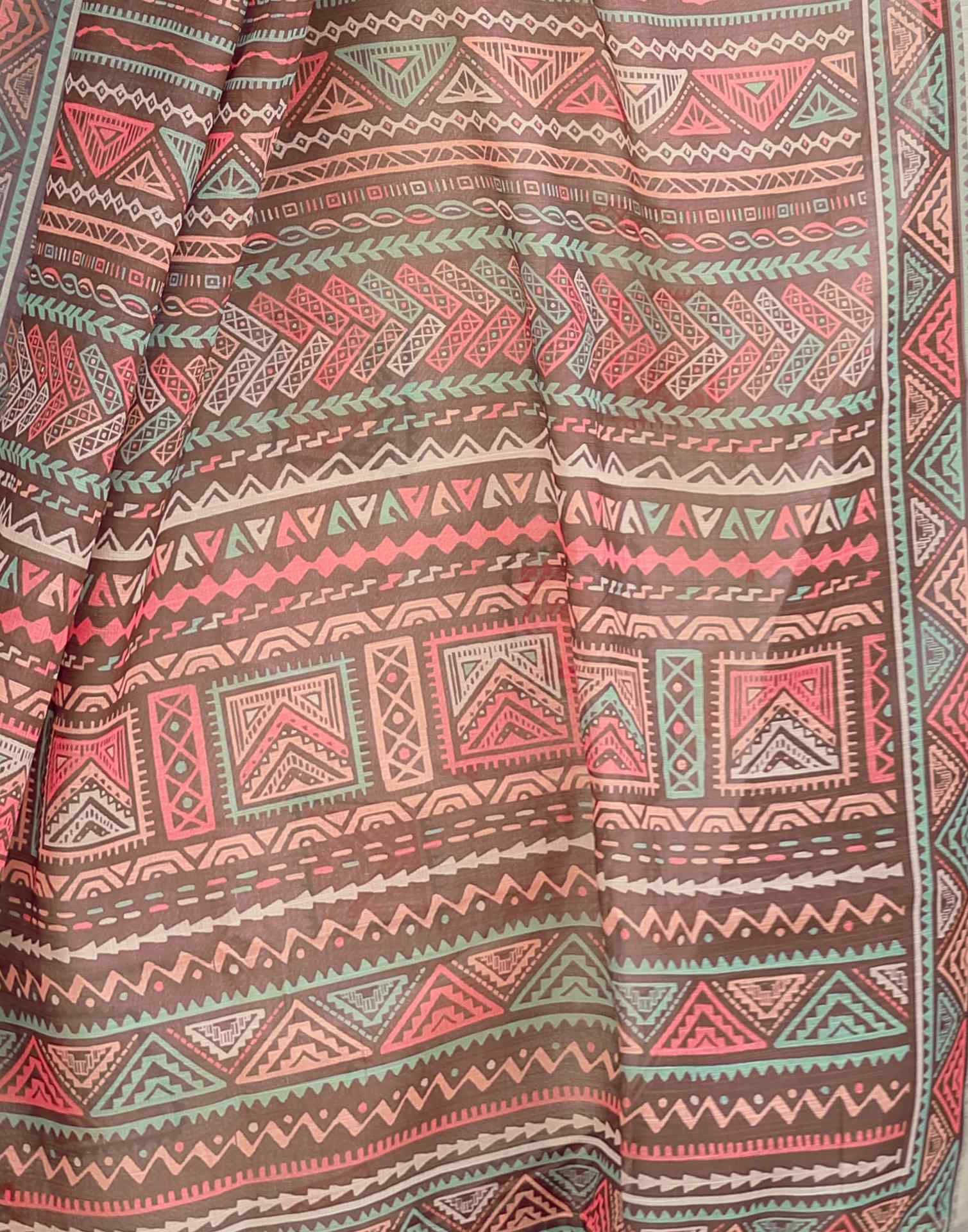 Cream Linen Printed Saree - Image 7