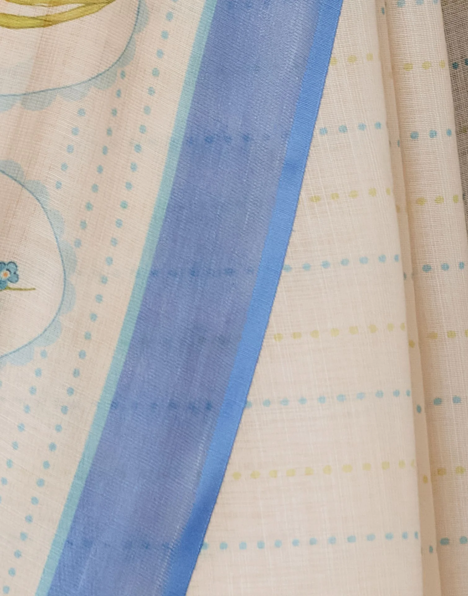Cream Linen Printed Saree - Image 11