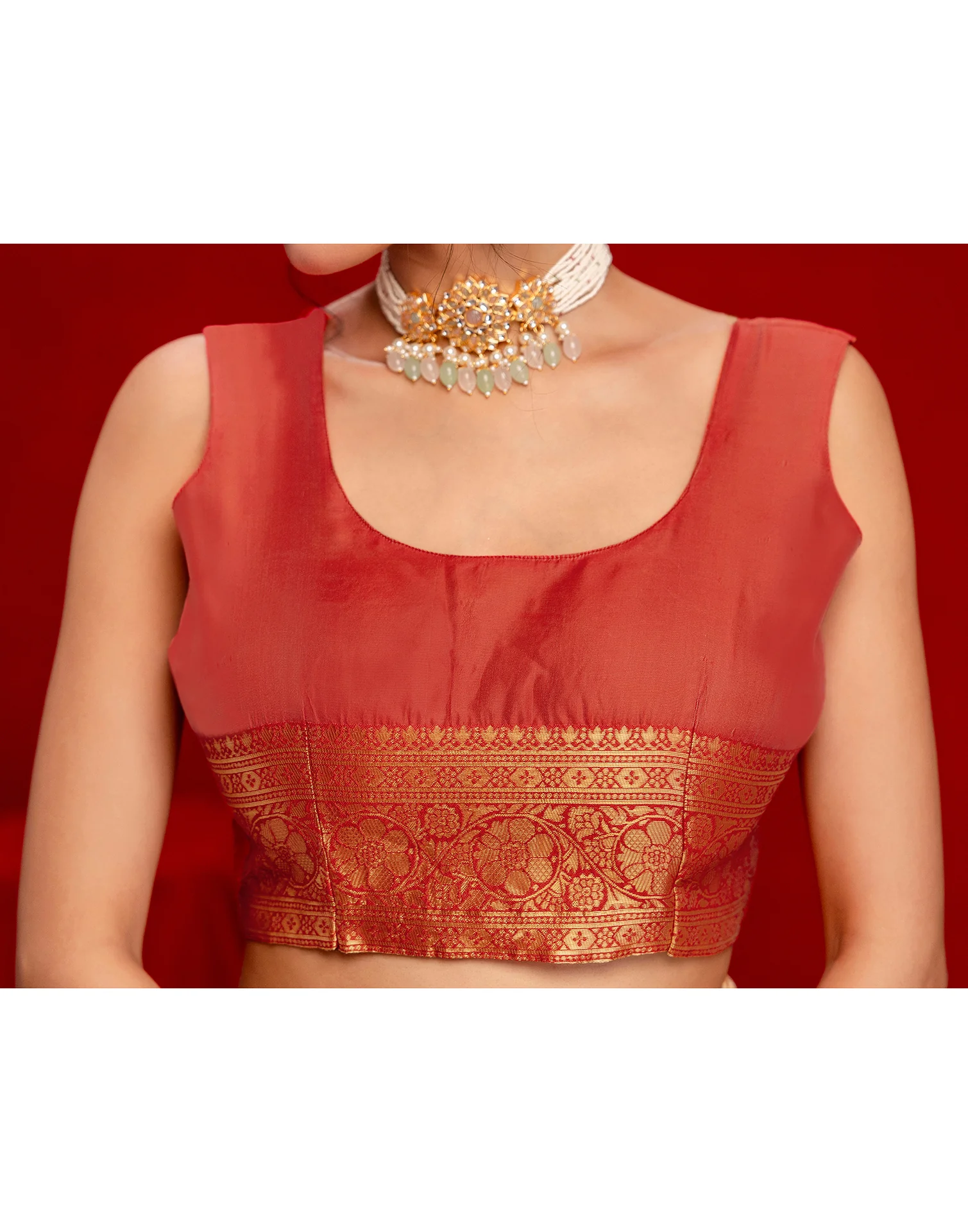 Cream Silk Woven Banarasi Saree - Image 10