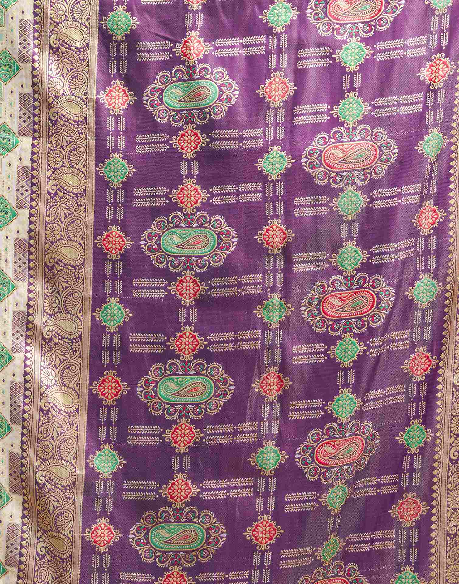 Cream Silk Woven Patola Saree - Image 8