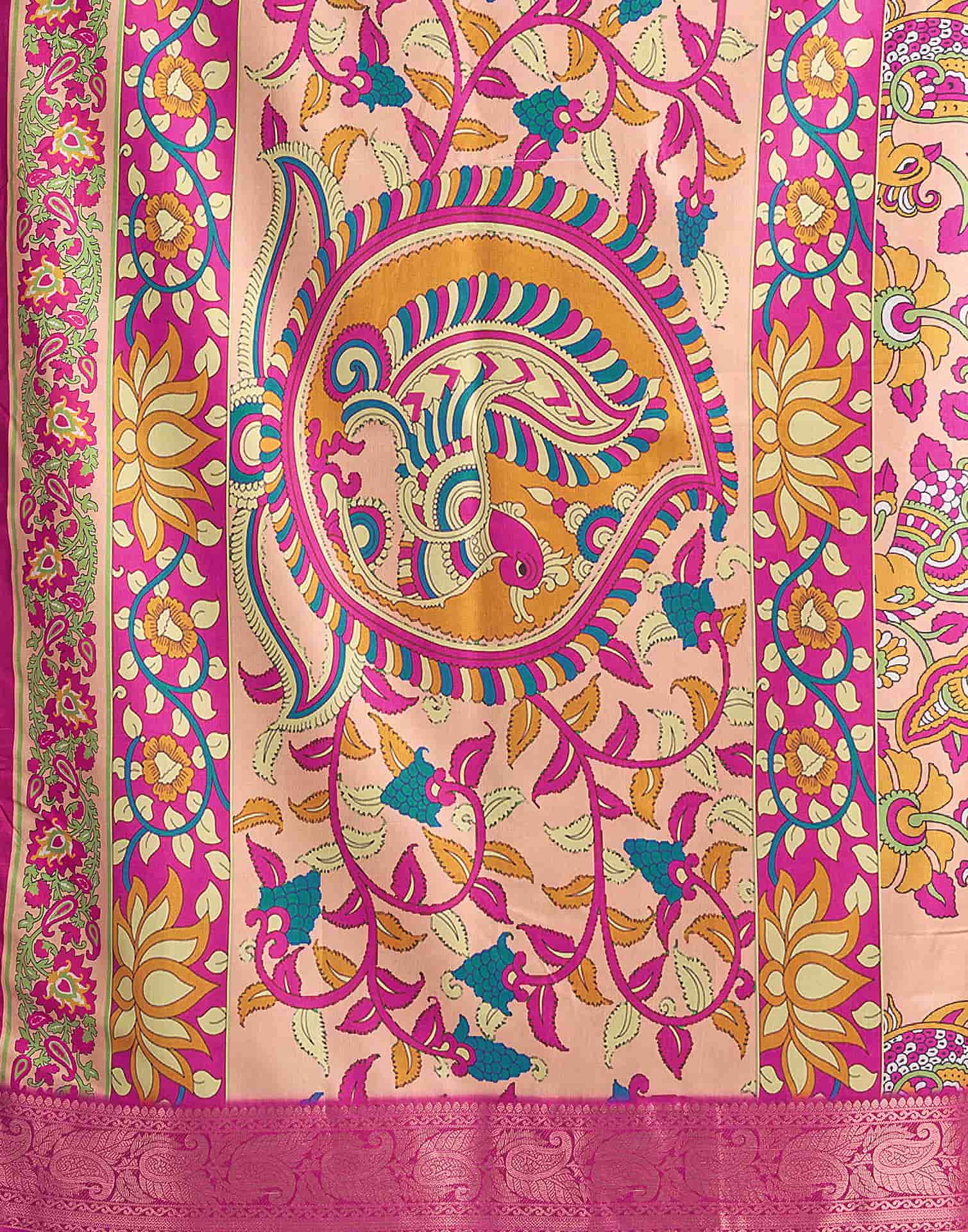 Cream Tussar Silk Printed Kalamkari Saree - Image 7