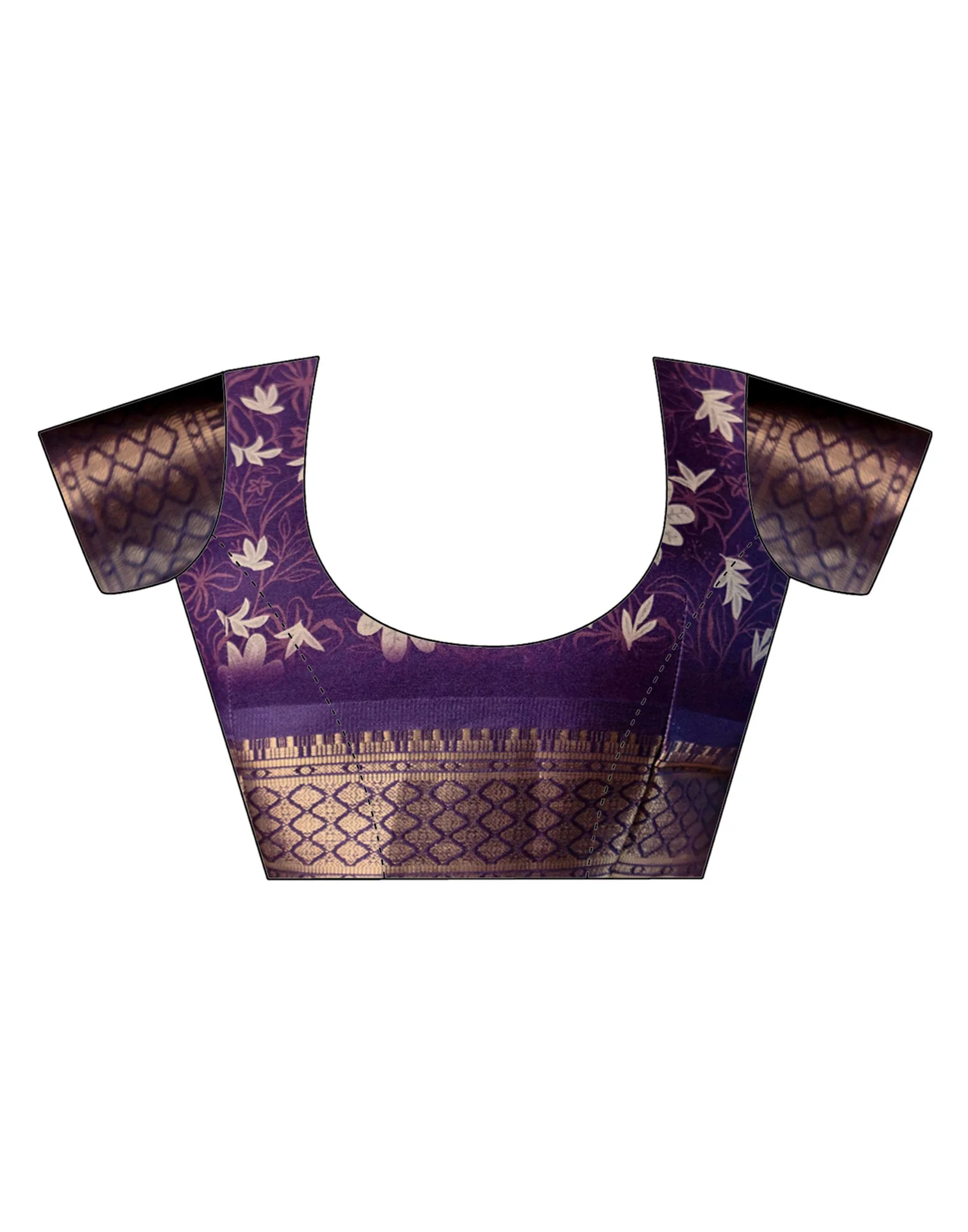 Dark Beige Silk Printed Woven Border Saree - Image 13