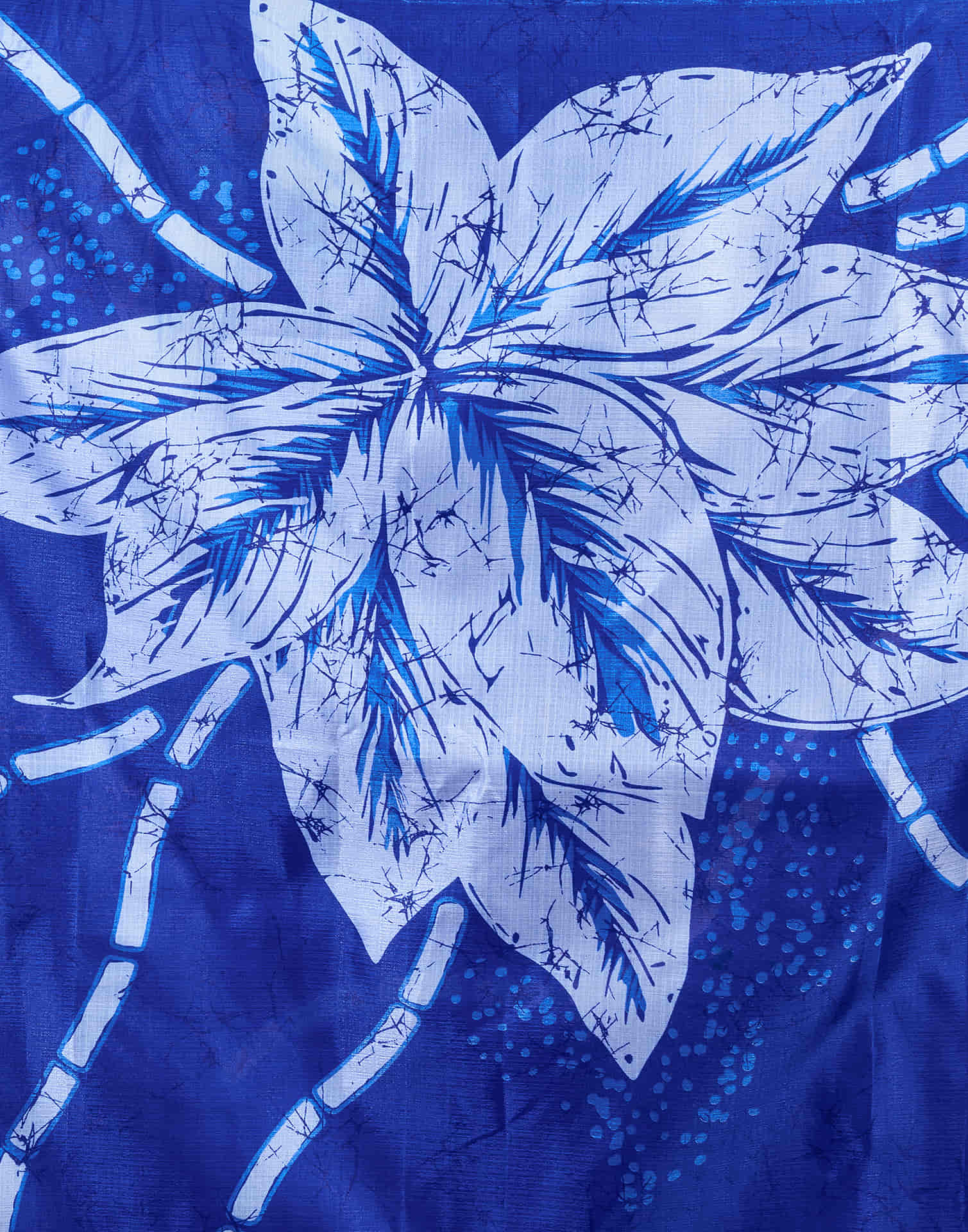 Dark Blue Bhagalpuri Silk Printed Saree - Image 7