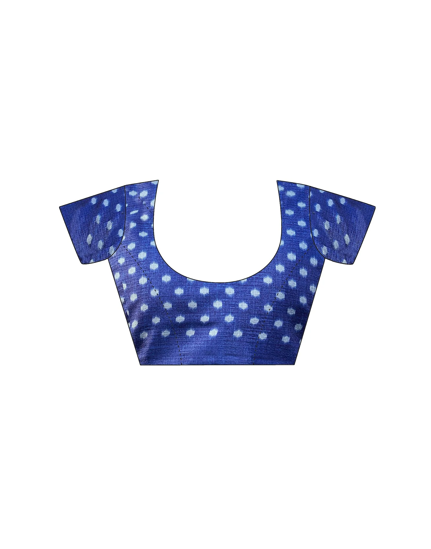 Dark Blue Cotton Blend Ikkat Printed Saree - Image 11