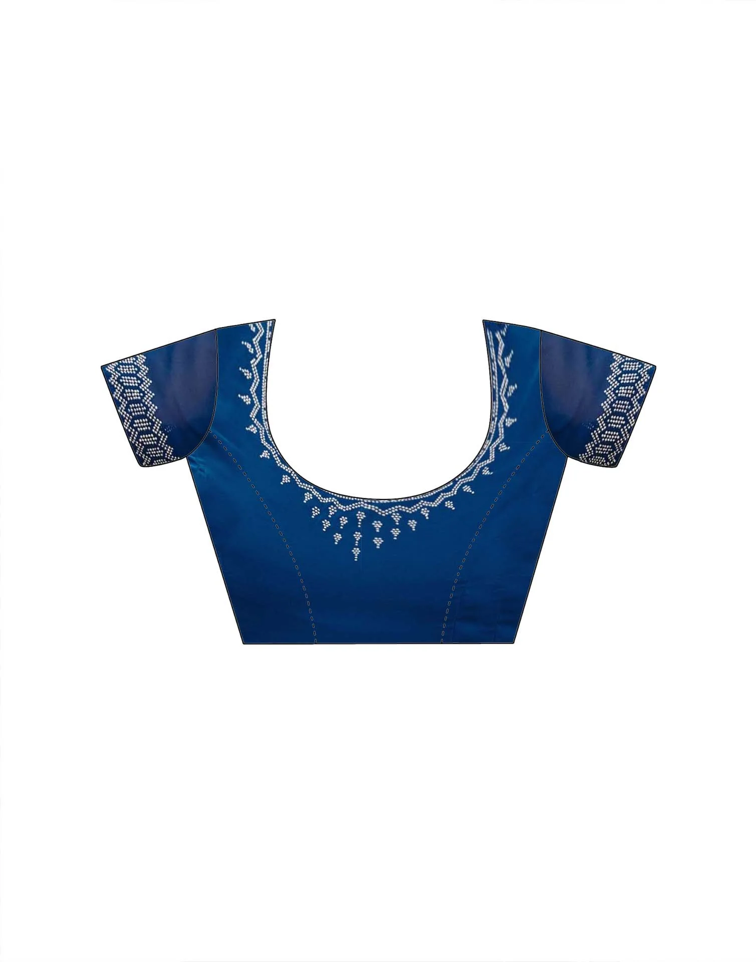 Dark Blue Georgette Stone Work Embellished Saree - Image 10