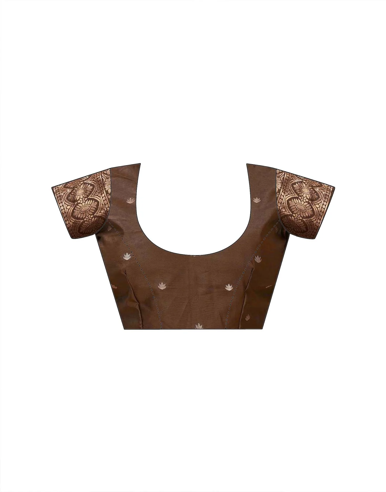 Dark Brown Silk Woven Banarasi Saree - Image 9