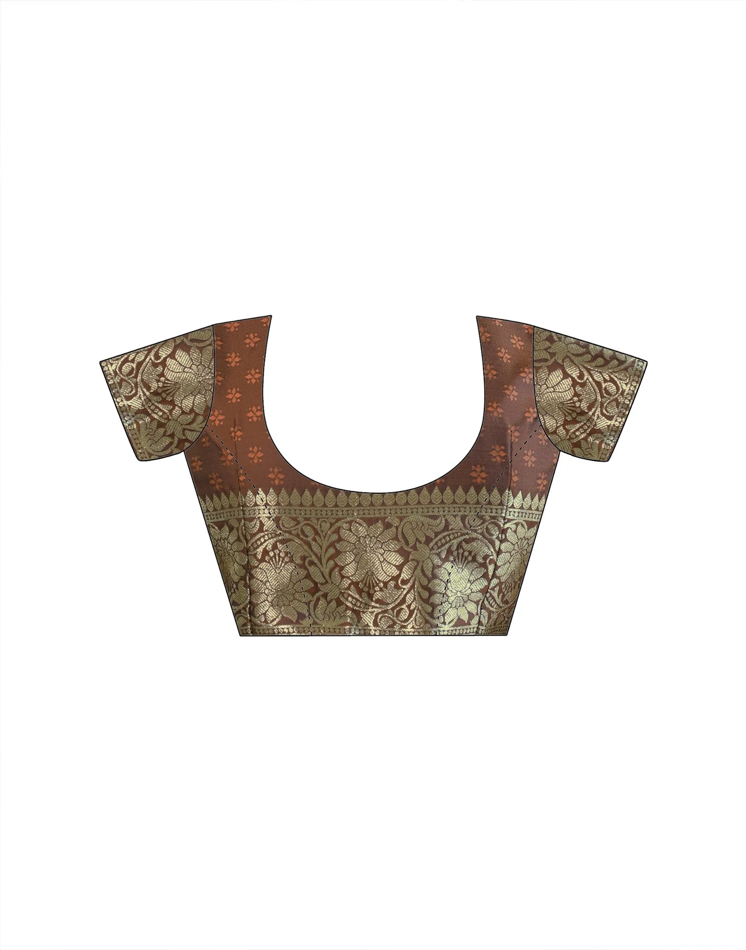 Dark Brown Silk Woven Banarasi Saree - Image 13