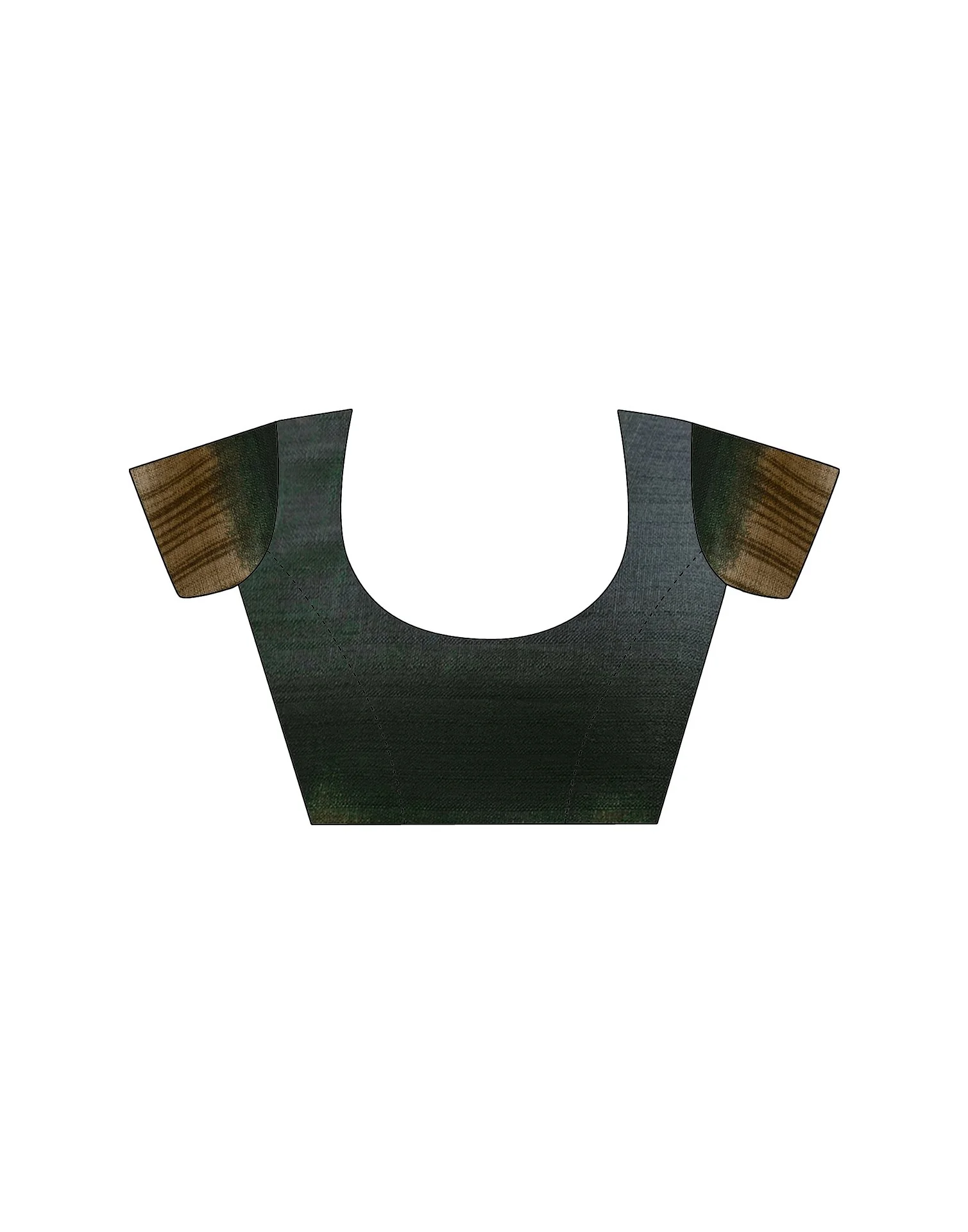 Dark Green Cotton Blend Printed Saree - Image 11
