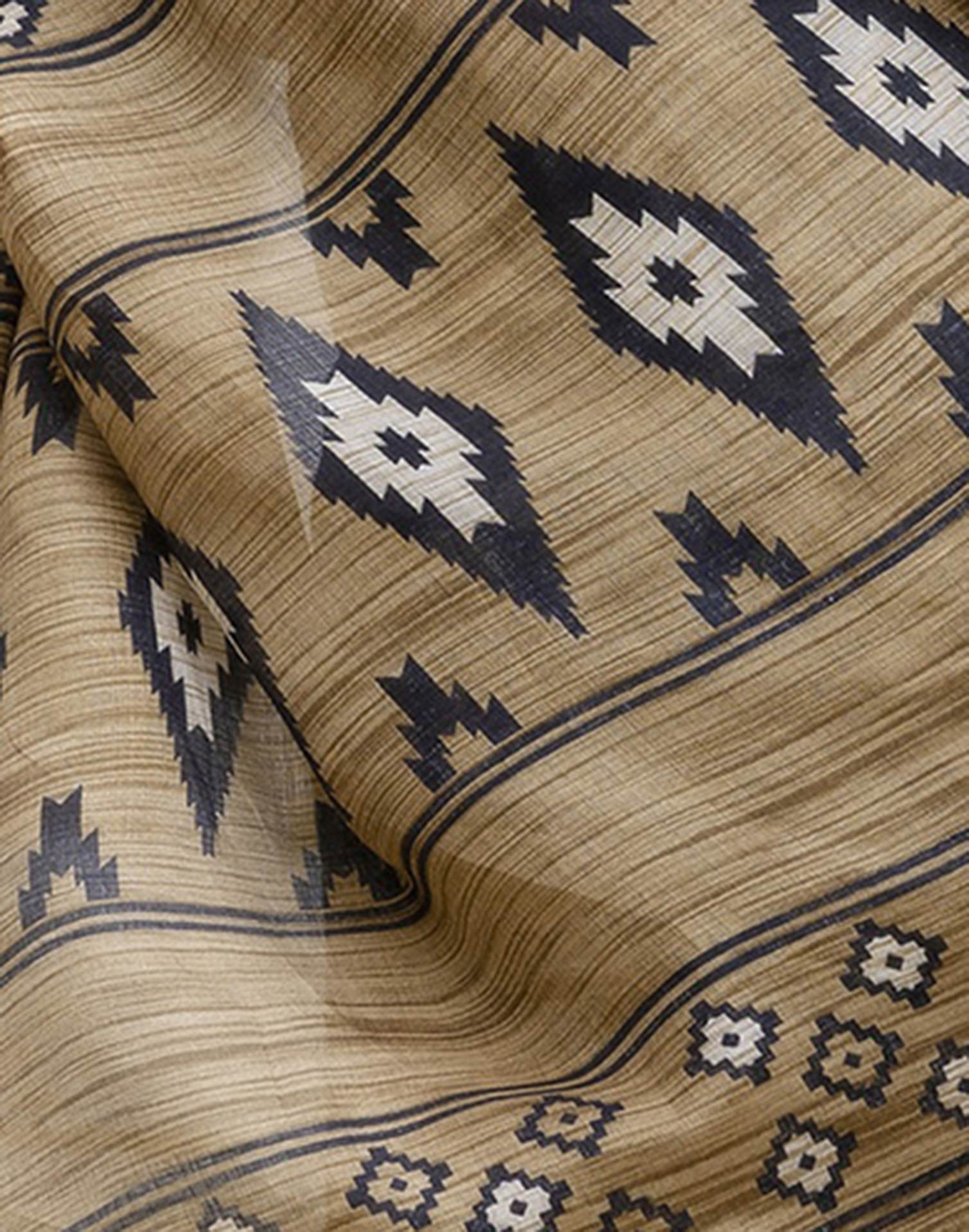 Dark Green Cotton Blend Printed Saree - Image 9