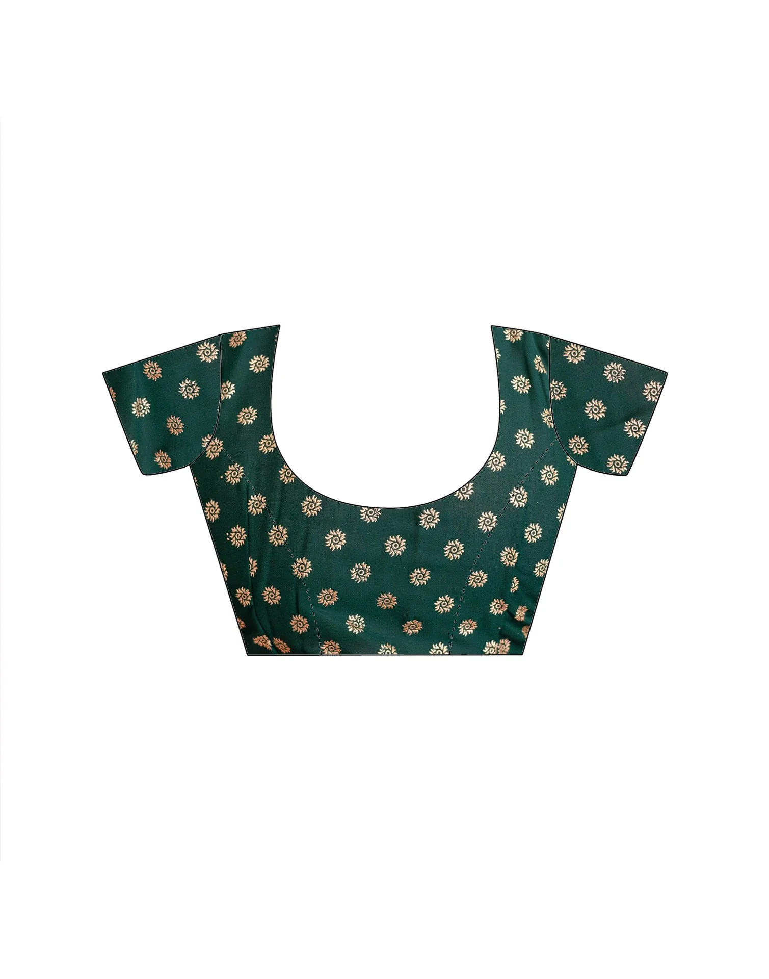 Dark Green Georgette Foil Printed Saree - Image 13