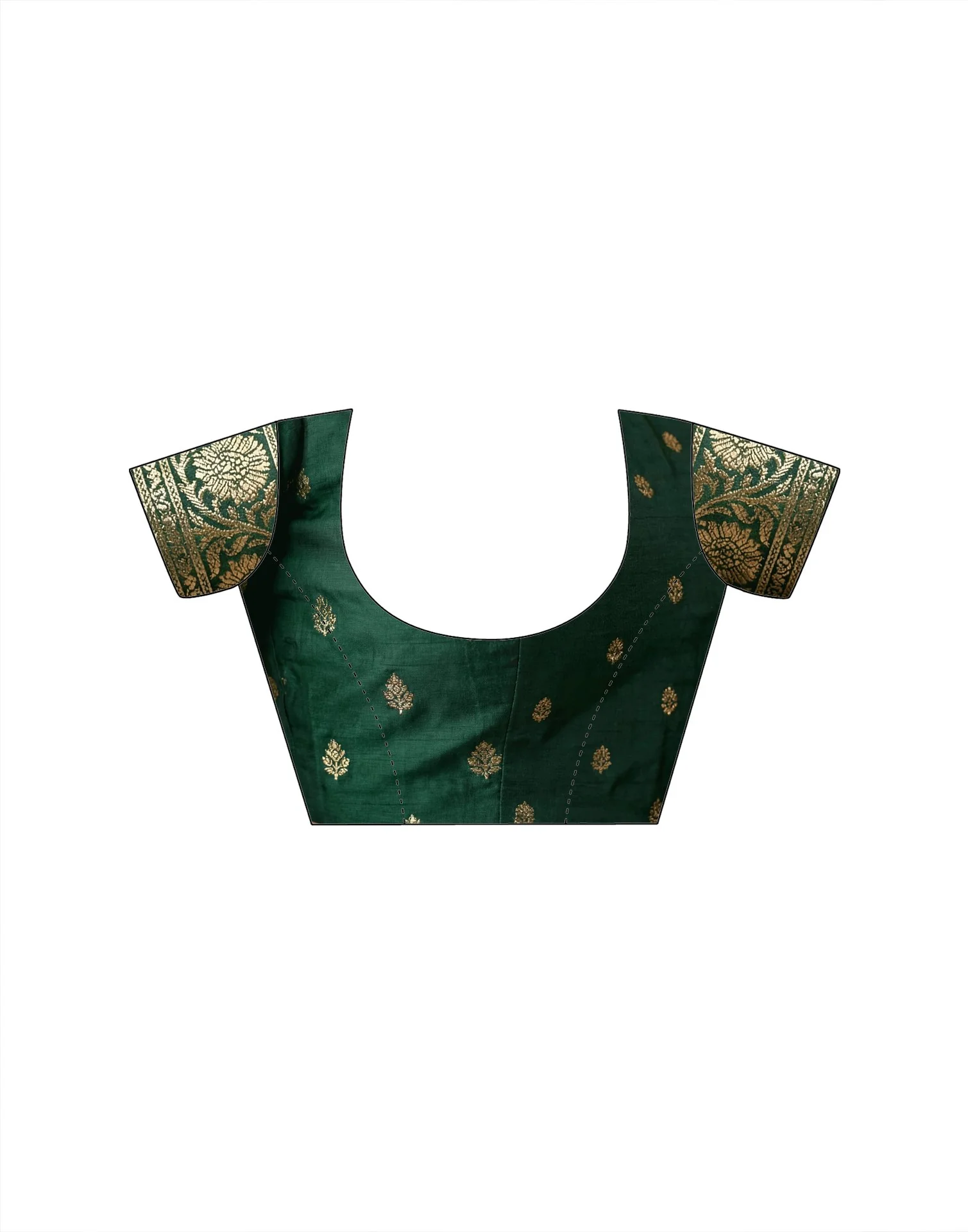 Dark Green Georgette Foil Printed Saree - Image 9
