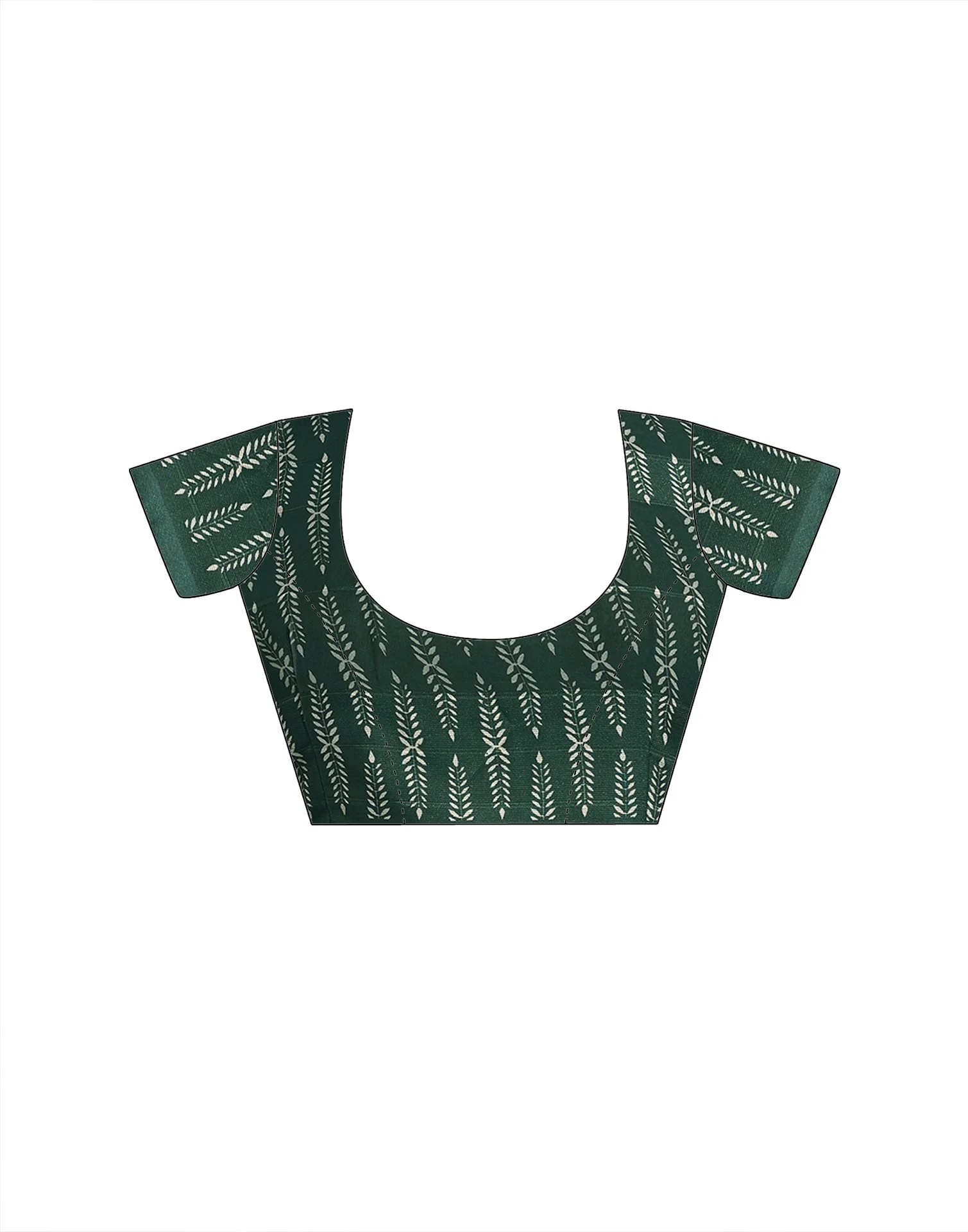 Dark Green Georgette Printed Saree - Image 11
