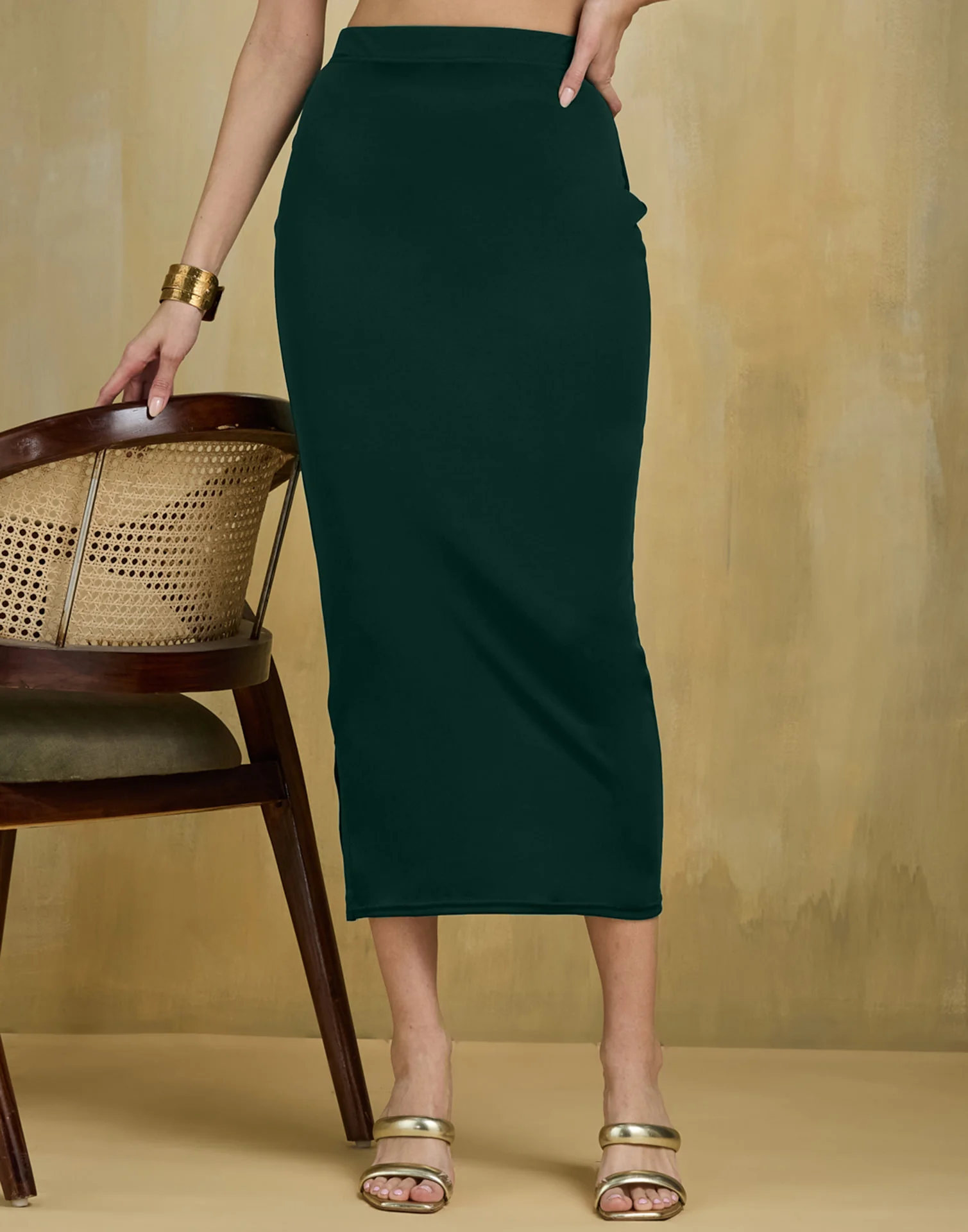 Dark Green Lycra Plain Elastic Waist Shapewear - Image 4
