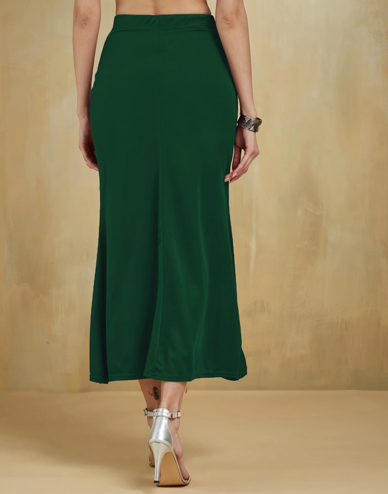 Dark Green Lycra Plain Elastic Waist Shapewear - Image 4