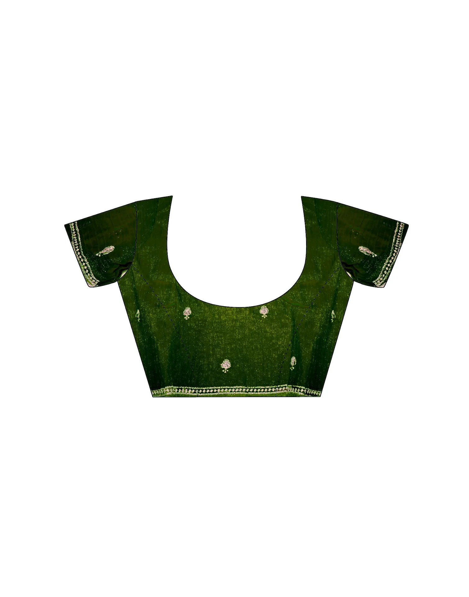 Dark Green Shimmer Embroidery Saree - Image 12