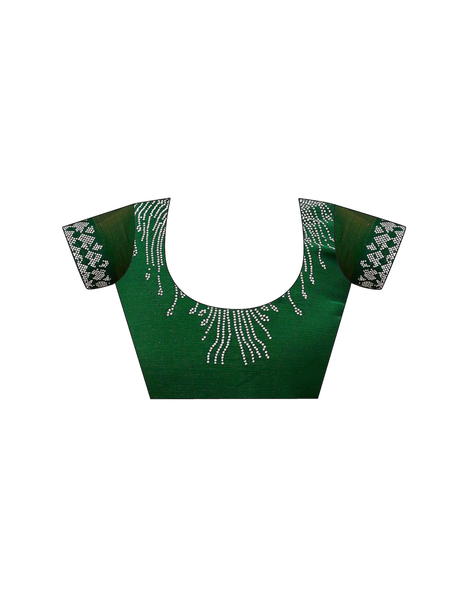 Dark Green Shimmer Stone Work Swarovski Saree - Image 9