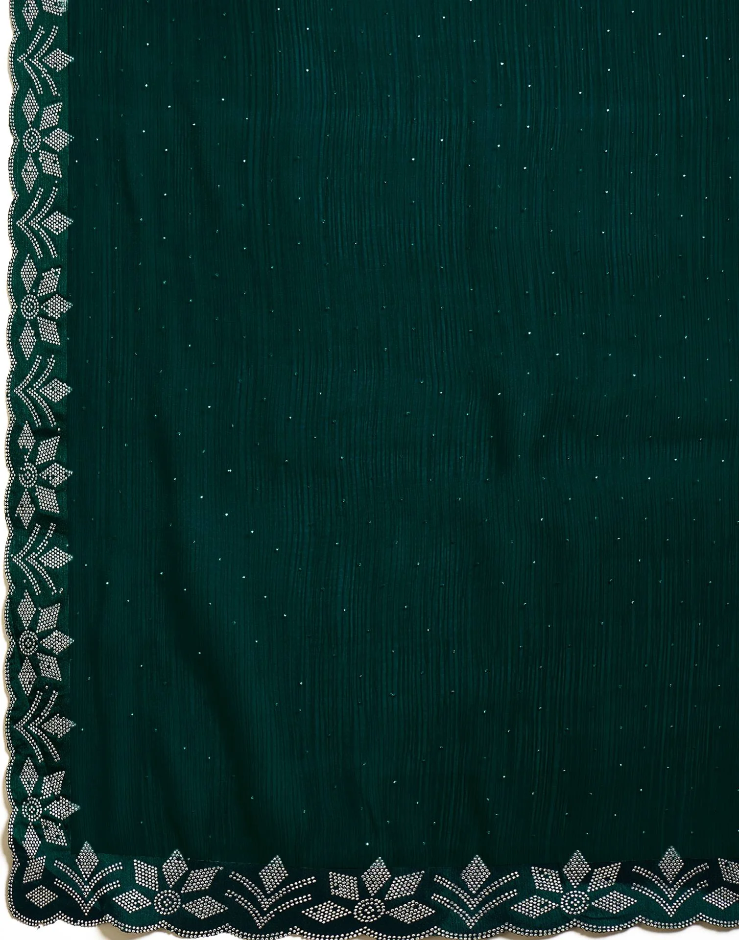 Dark Green Shimmer Stone Work Swarovski Saree - Image 9