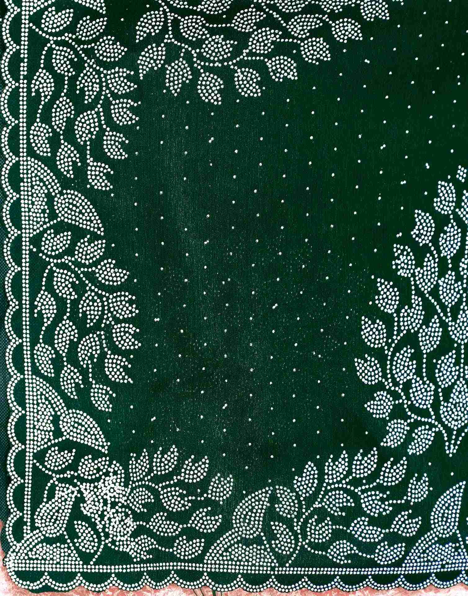Dark Green Shimmer Stone Work Swarovski Saree - Image 7