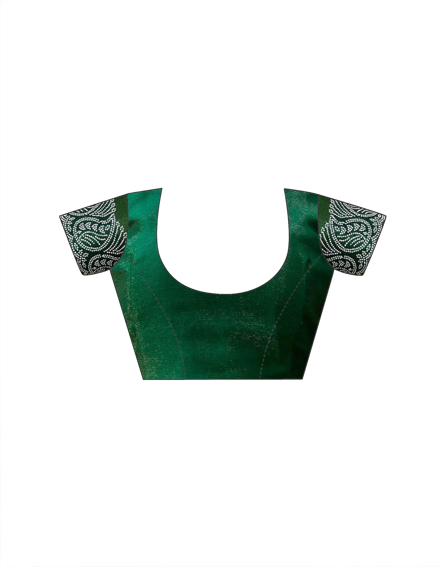 Dark Green Shimmer Stone Work Swarovski Saree - Image 9