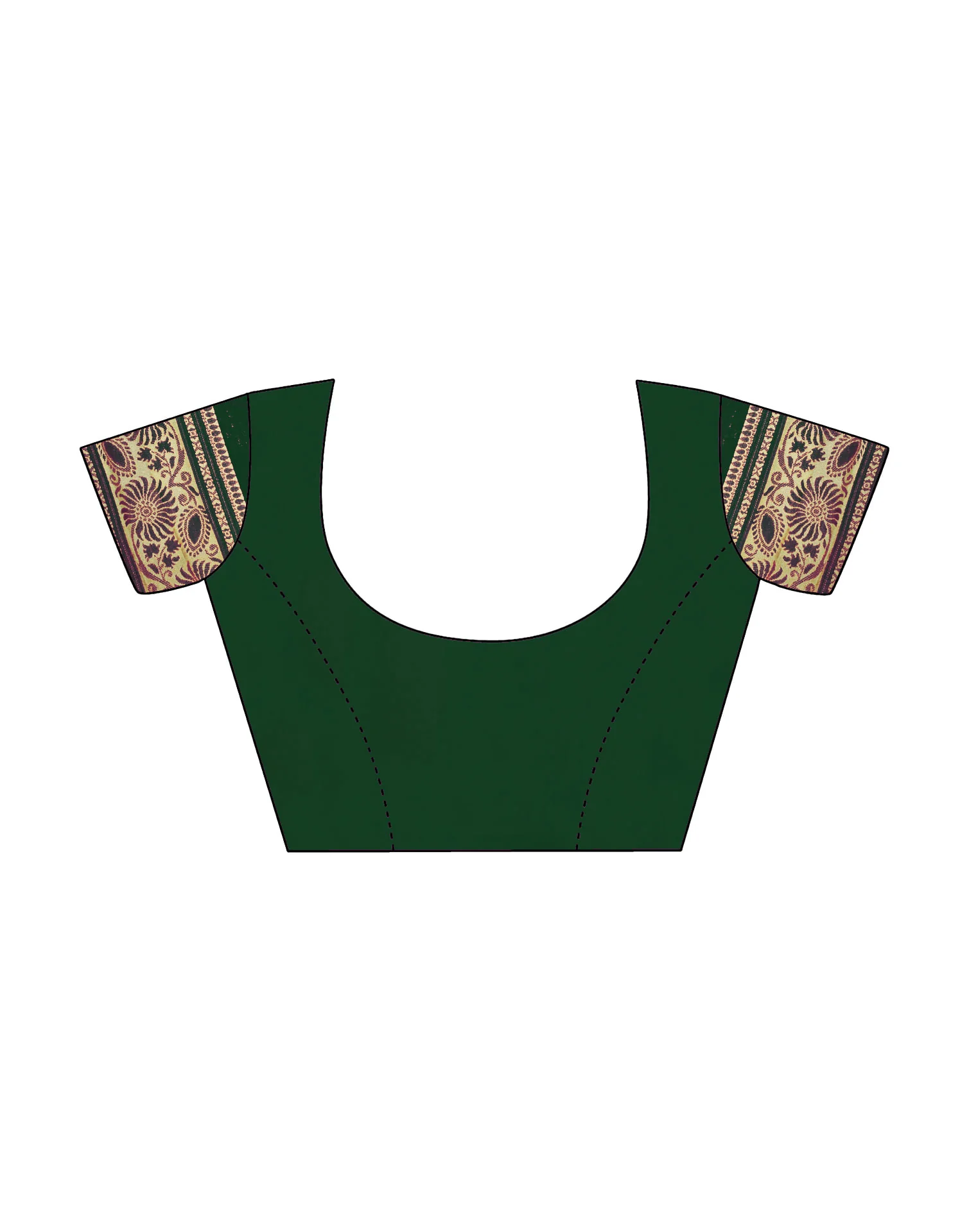 Dark Green Silk Woven Banarasi Saree - Image 7