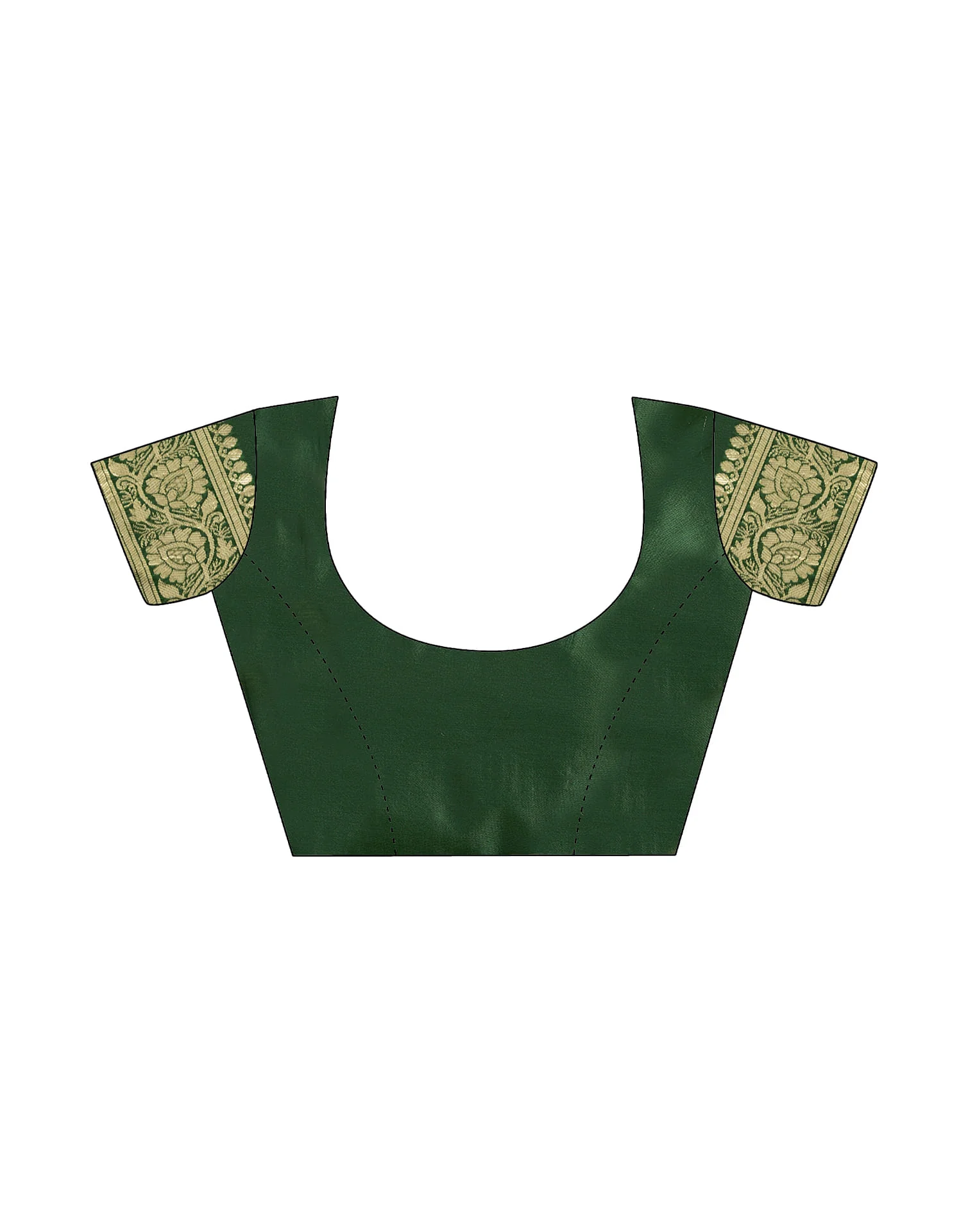 Dark Green Silk Woven Banarasi Saree - Image 8