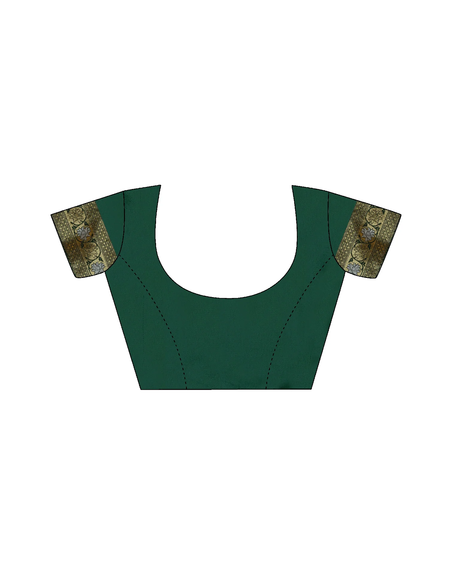 Dark Green Silk Woven Banarasi Saree - Image 9