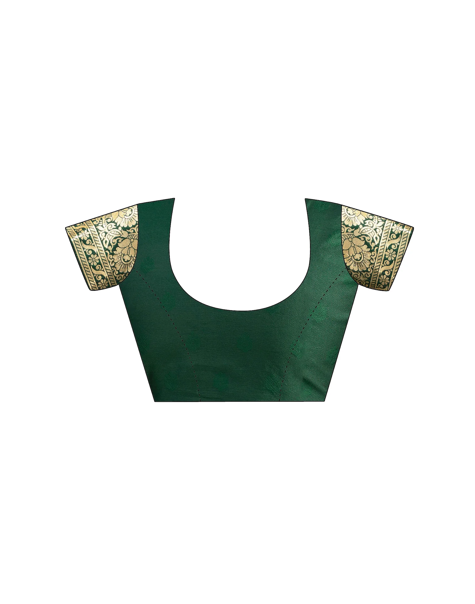 Dark Green Silk Woven Banarasi Saree - Image 9