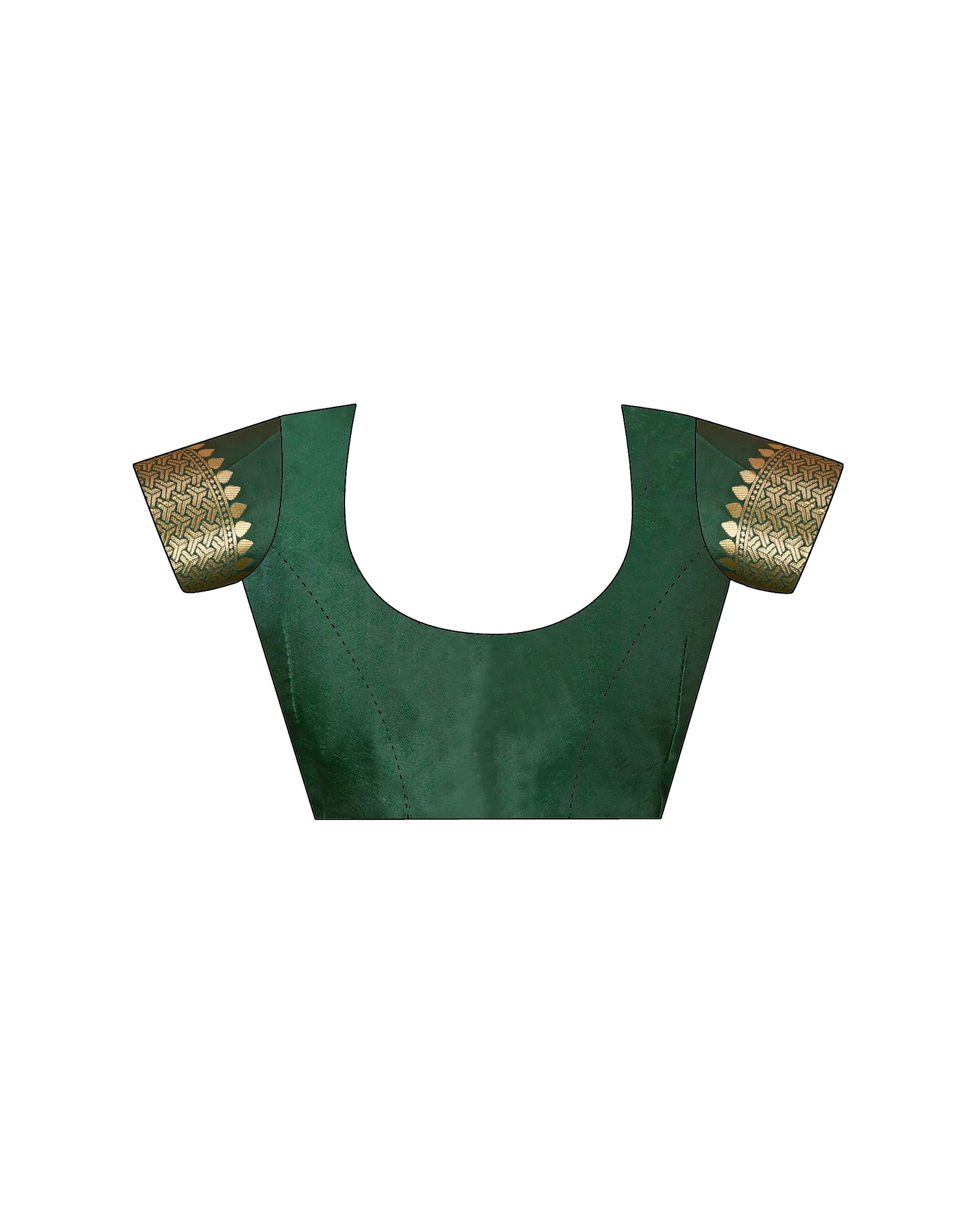 Dark Green Silk Woven Banarasi Saree - Image 9