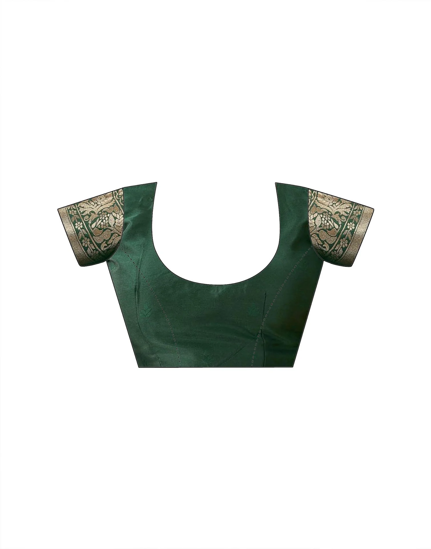 Dark Green Silk Woven Banarasi Saree - Image 9