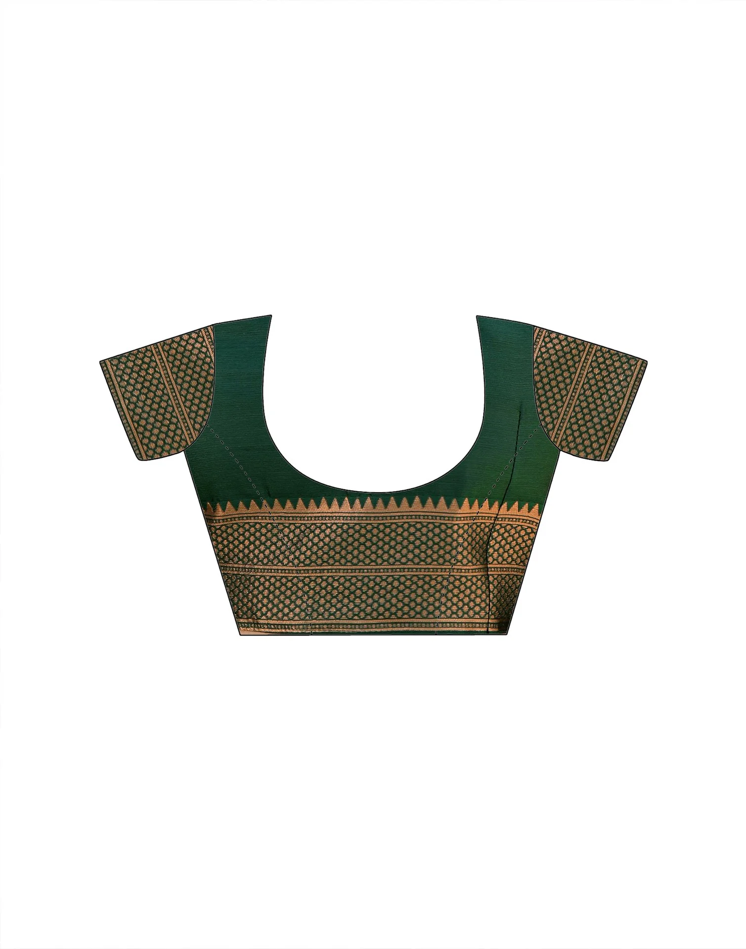 Dark Green Silk Woven Banarasi Saree - Image 12