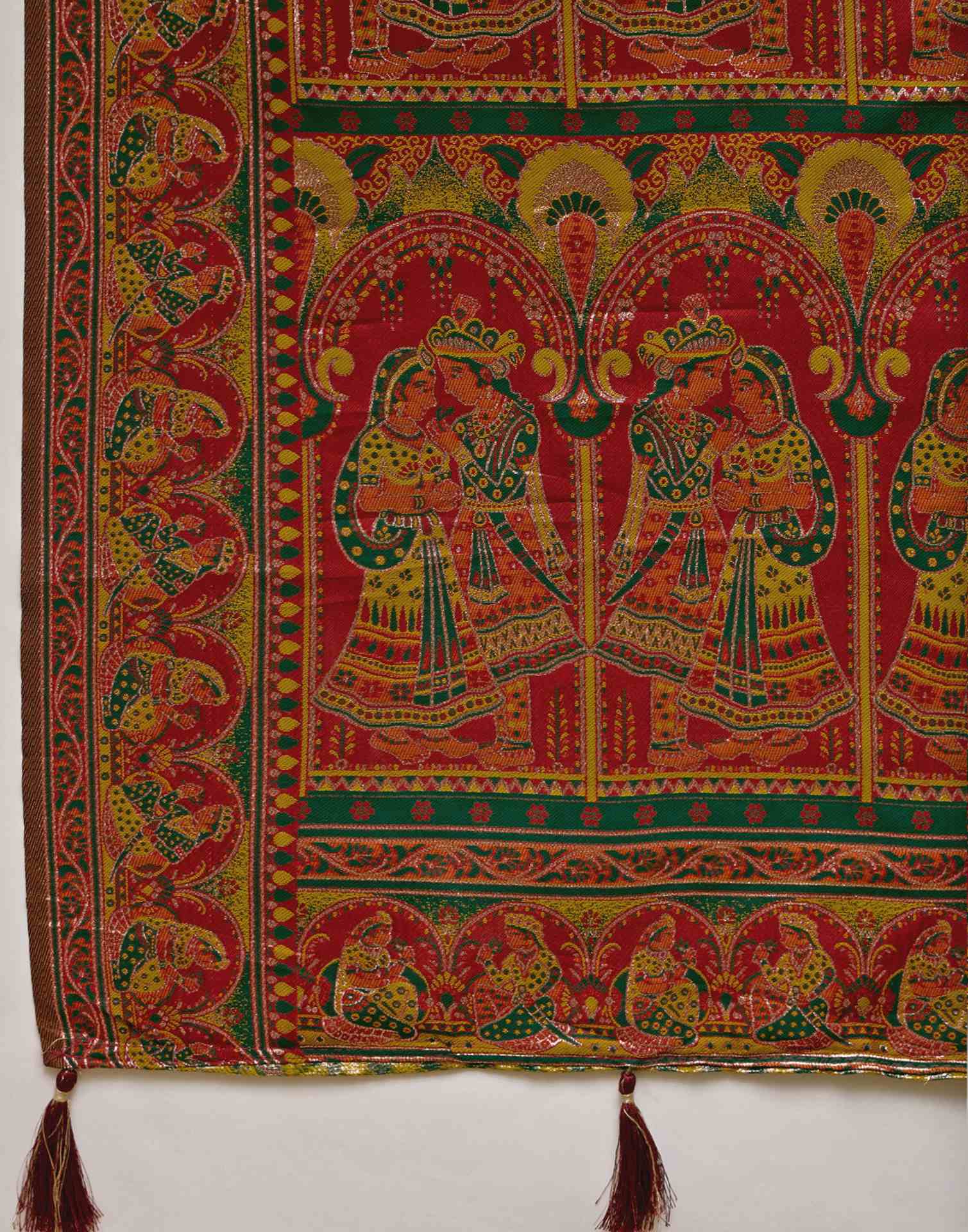 Dark Green Silk Woven Kalamkari Saree - Image 9