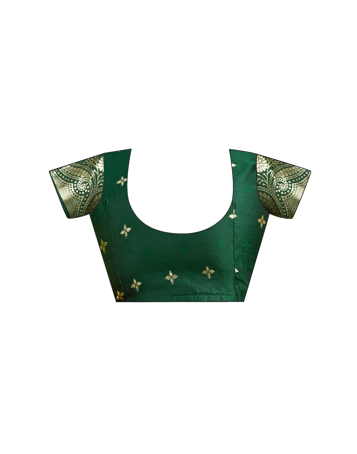 Dark Green Silk Woven Banarasi Saree - Image 9