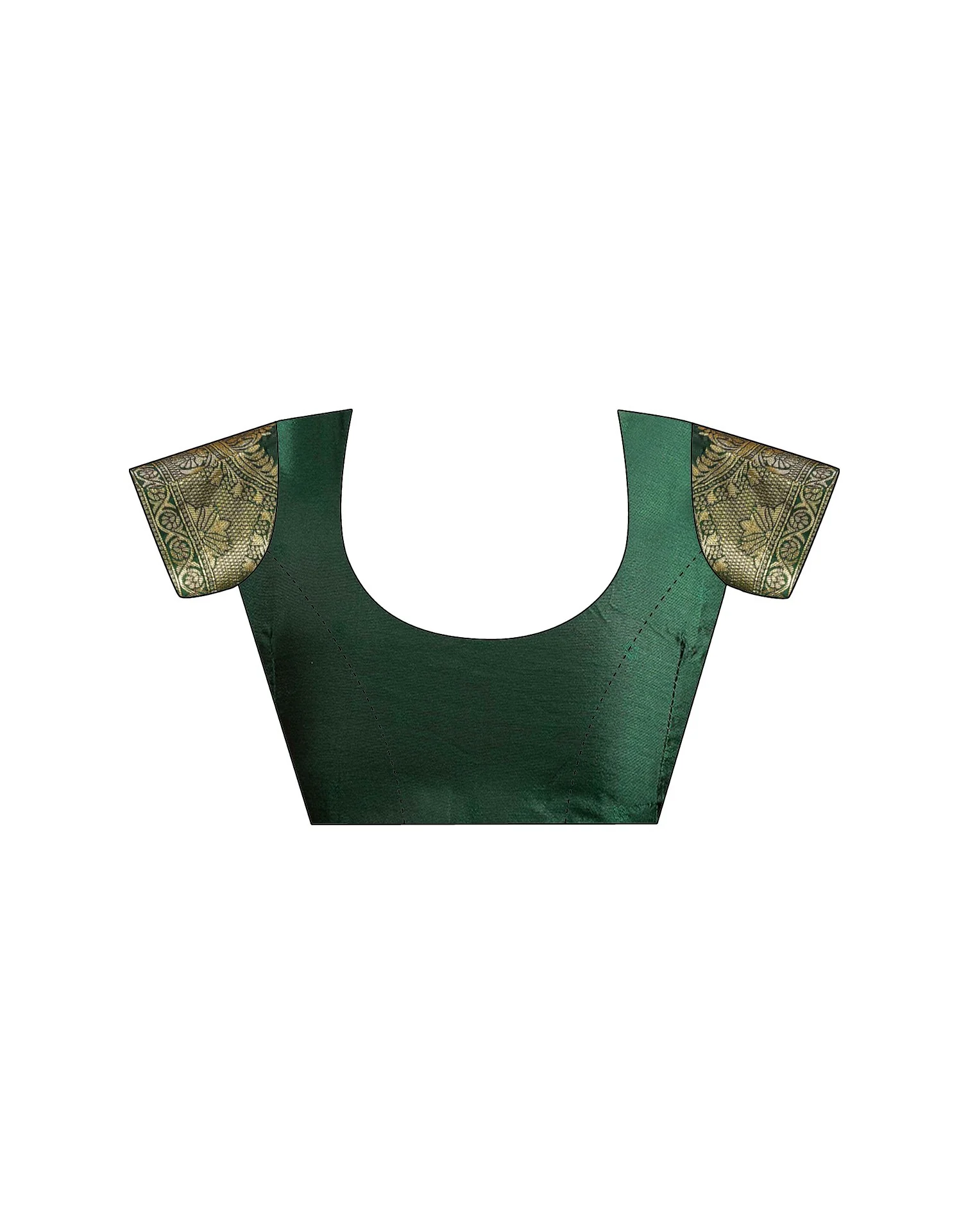 Dark Green Silk Woven Banarasi Saree - Image 9