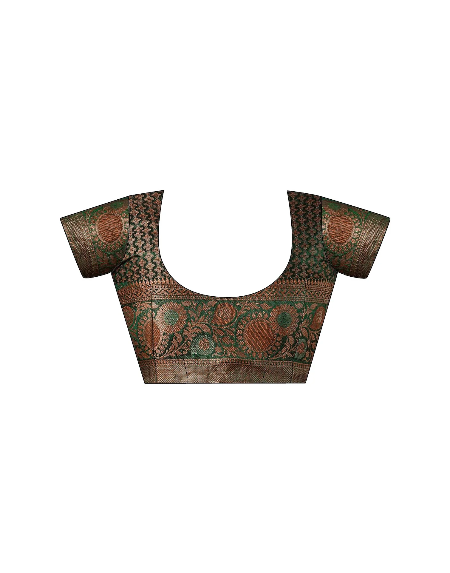 Dark Green Silk Woven Saree - Image 11