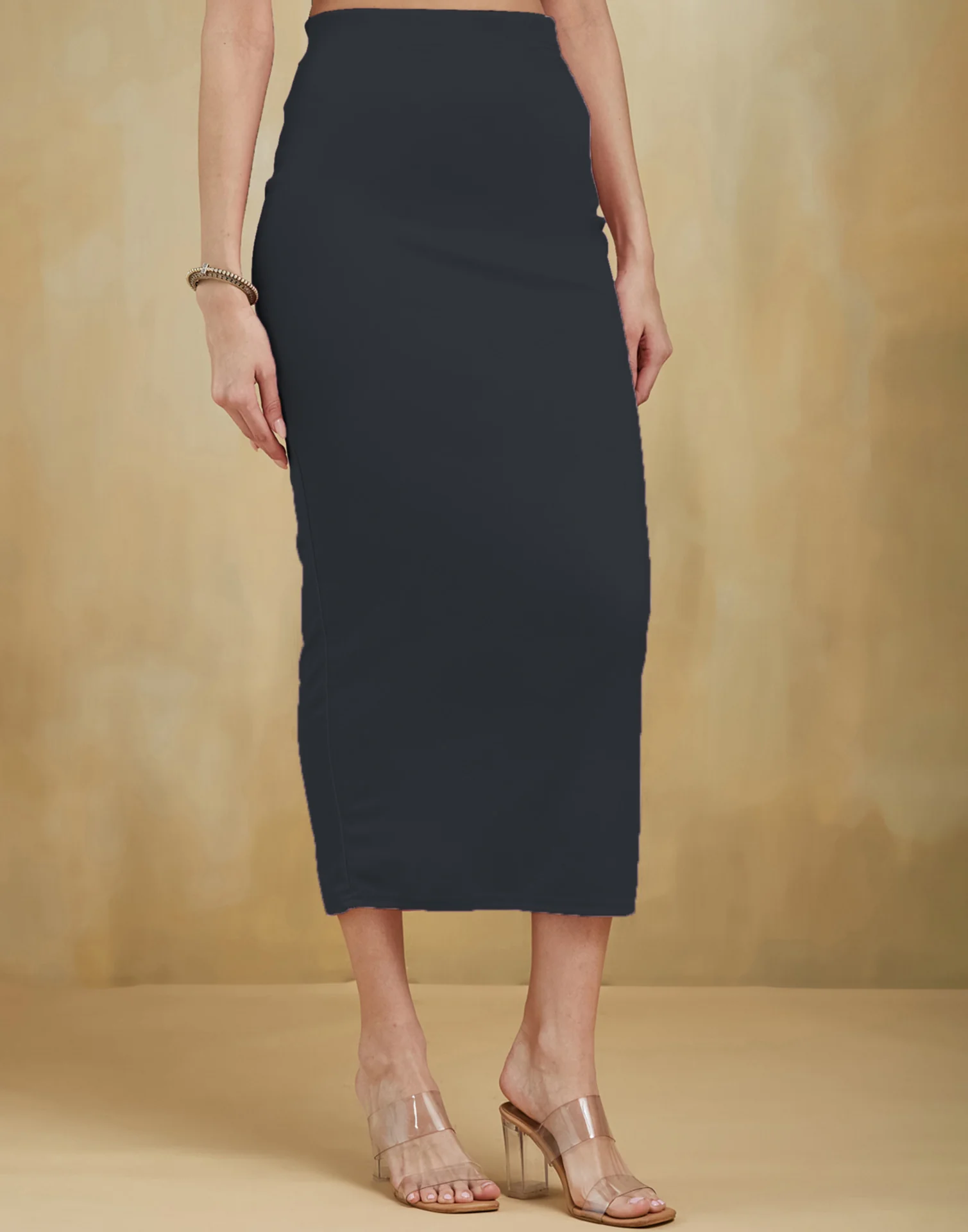 Dark Grey Lycra Plain Elastic Waist Shapewear - Image 4