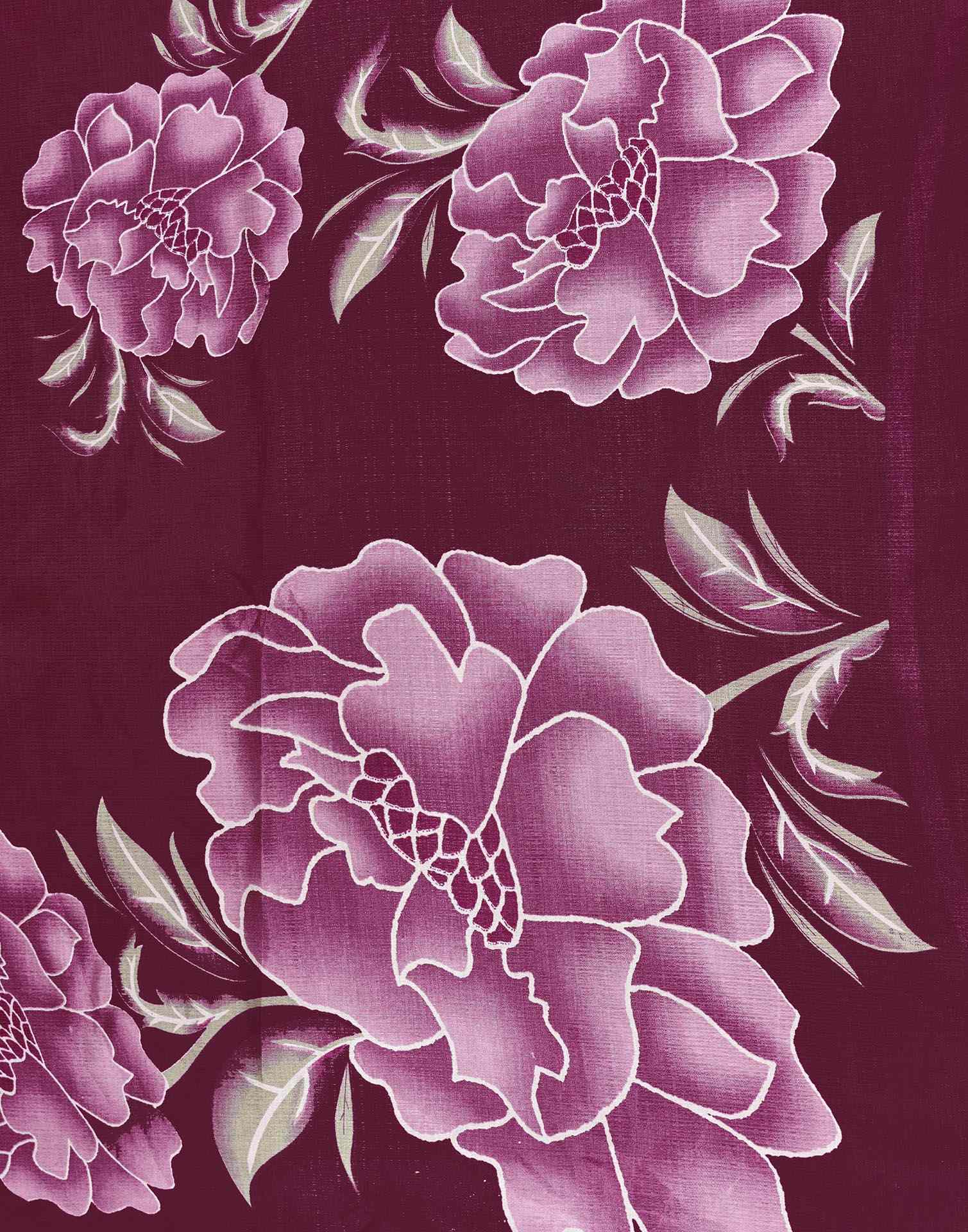 Dark Magenta Khadi Floral Printed Saree - Image 7