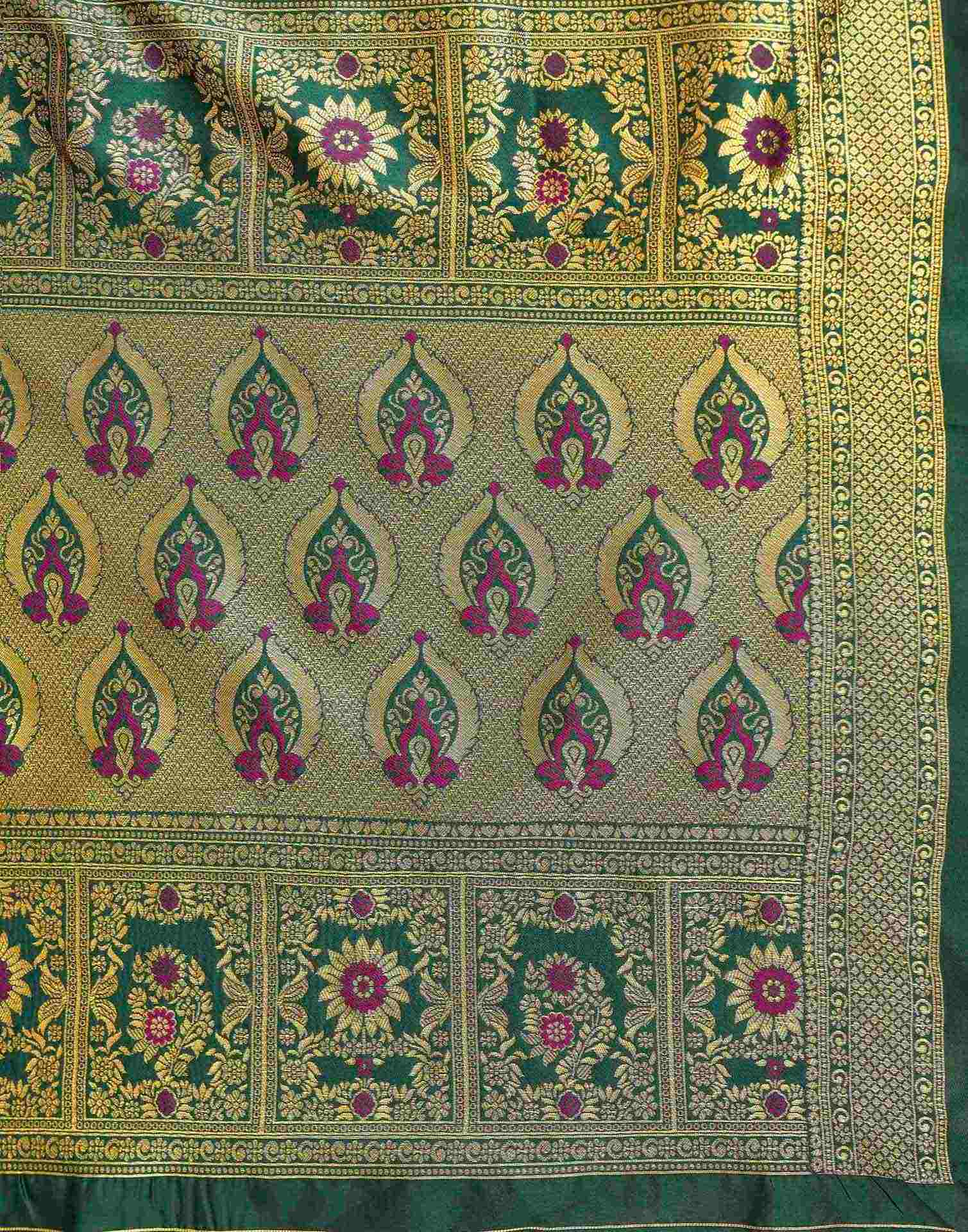 Dark Magenta Silk Woven Banarasi Saree - Image 7
