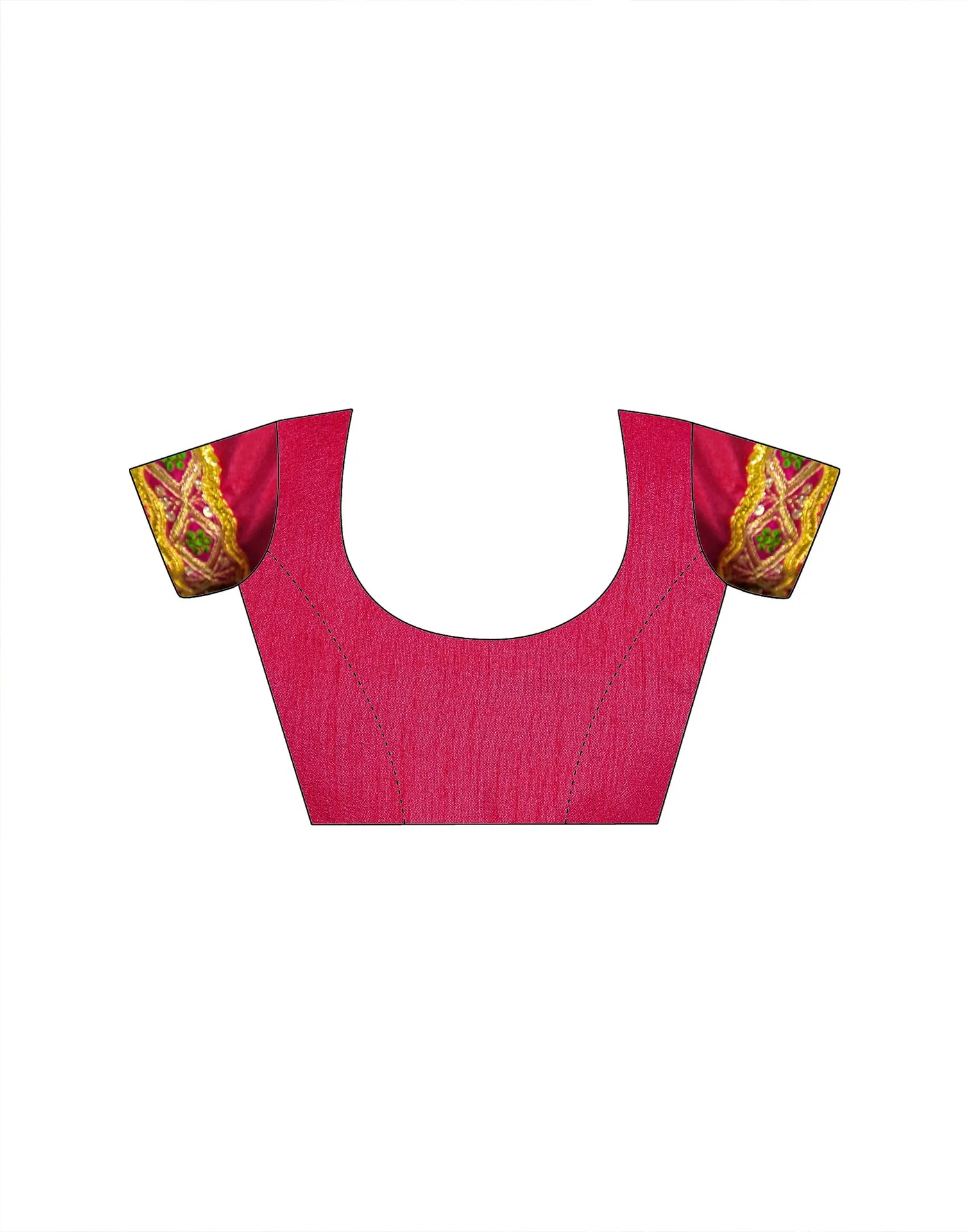 Dark Pink Georgette Bandhani Printed Lace Saree - Image 11