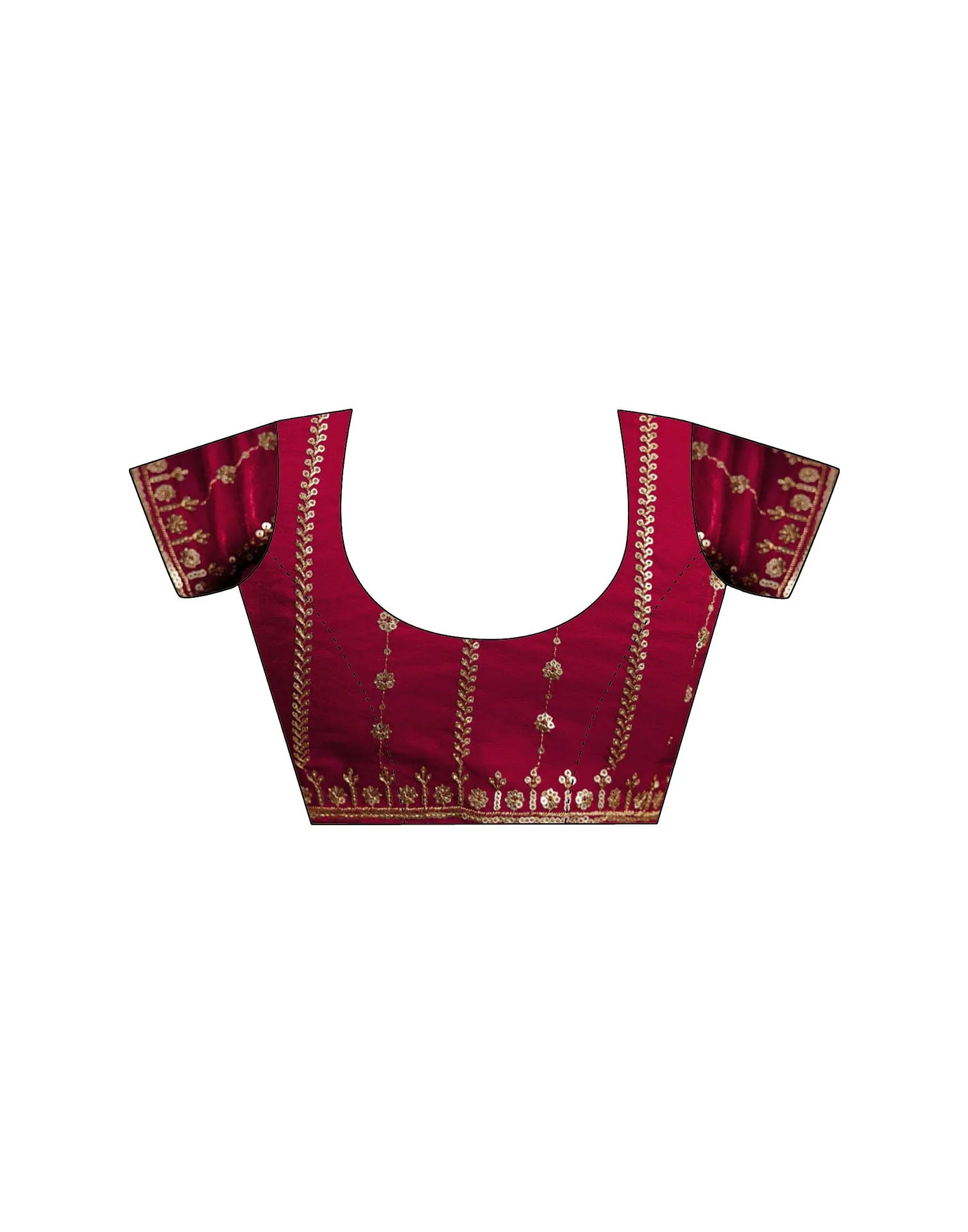 Dark Pink Silk Sequence Embroidery Saree - Image 8
