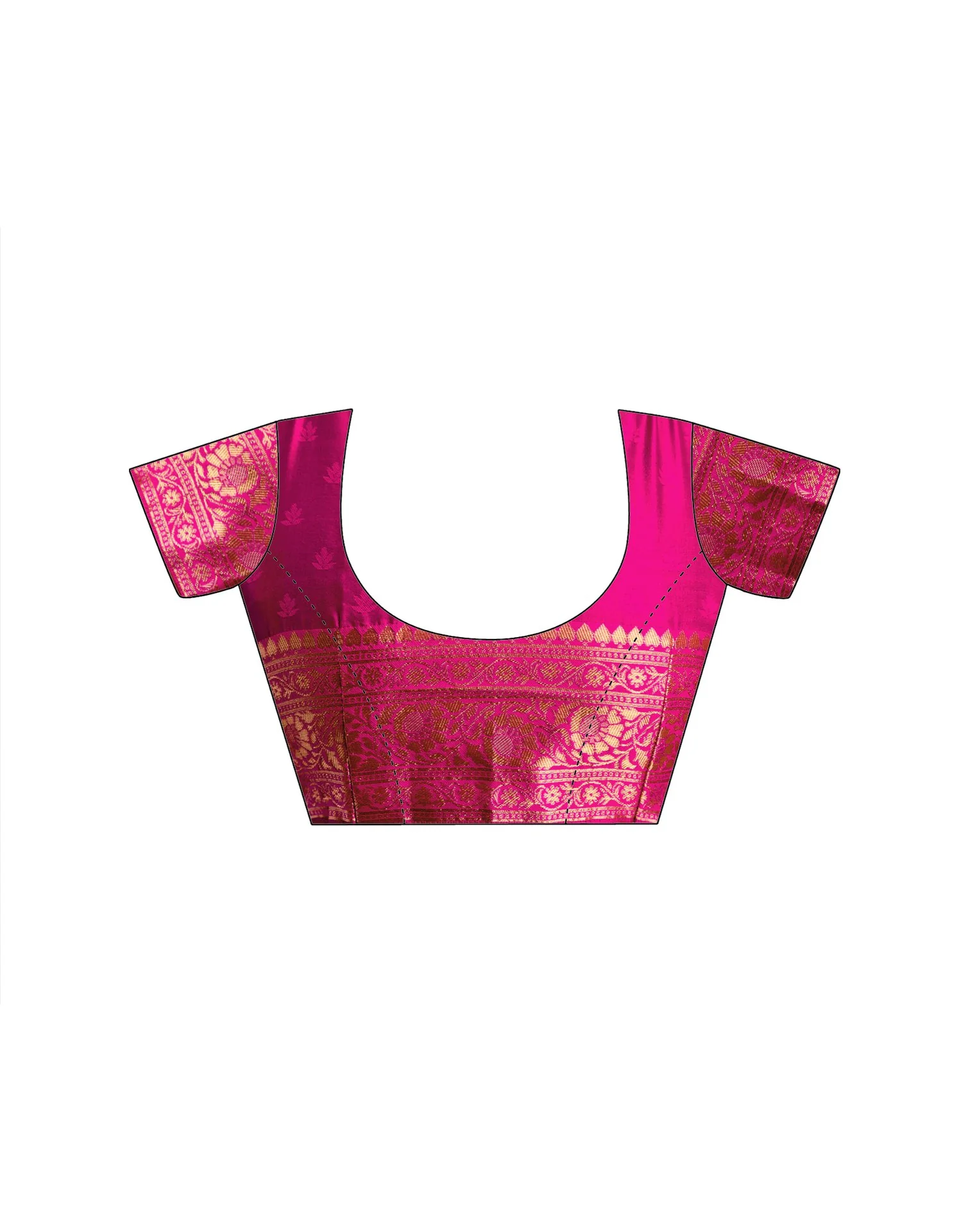 Dark Pink Silk Woven Banarasi Saree - Image 13