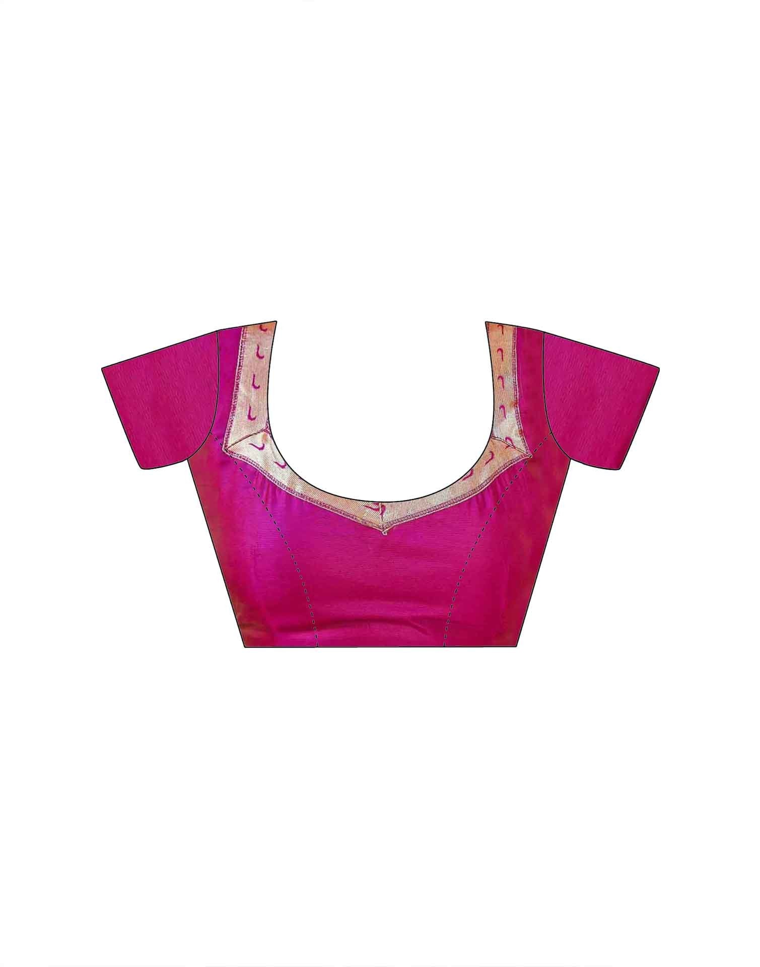 Dark Pink Silk Woven Paithani Saree - Image 10